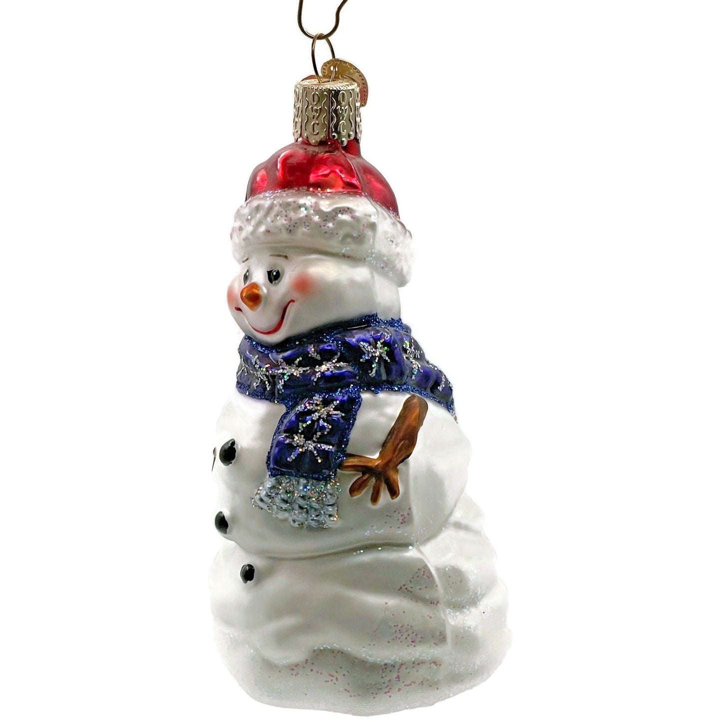 Happy Snowman Red Hat Blue Scarf Winter Old World Christmas Tree Ornament OWC