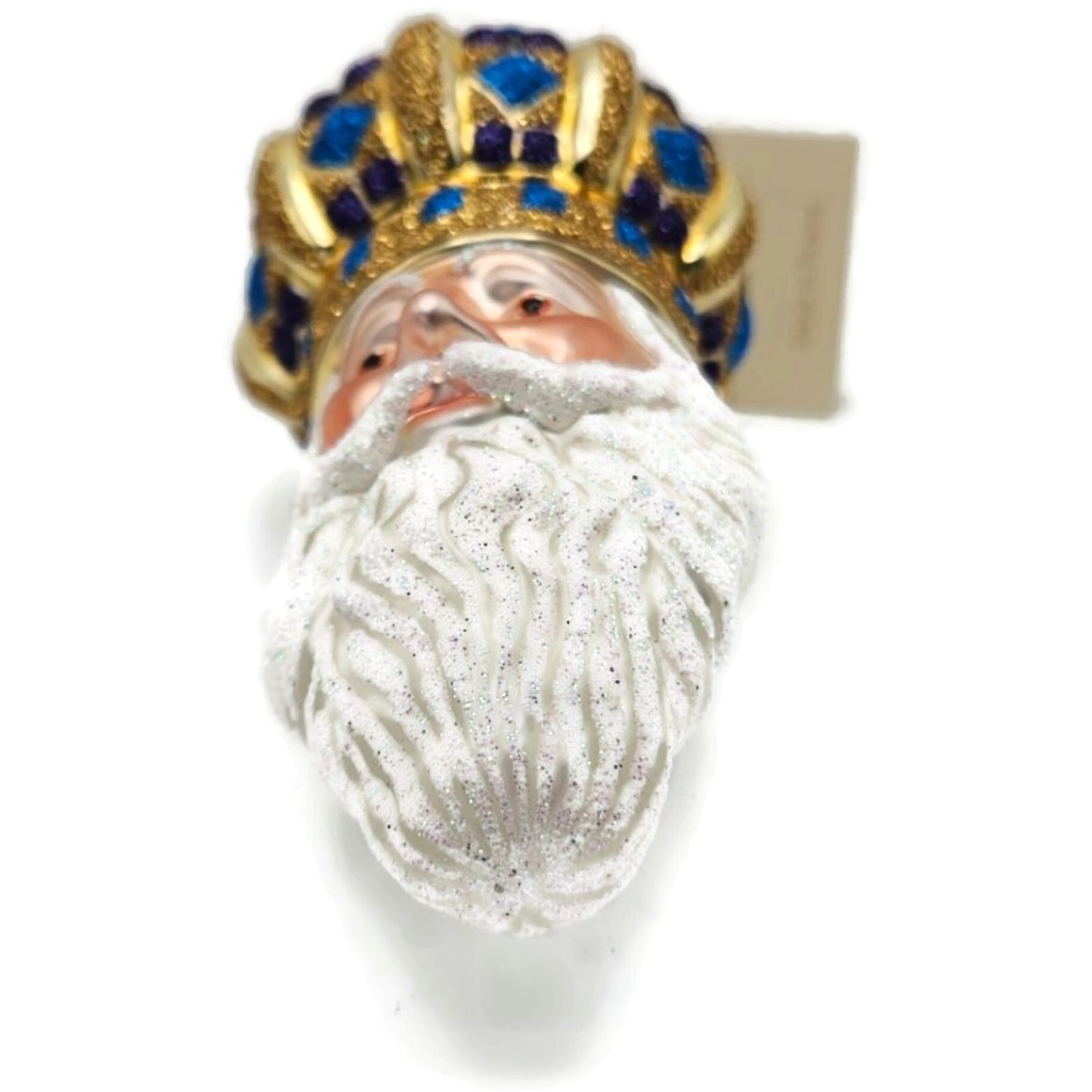 Patricia Breen Bijoux Noel Gold Blue Santa Claus Christmas Tree Ornament