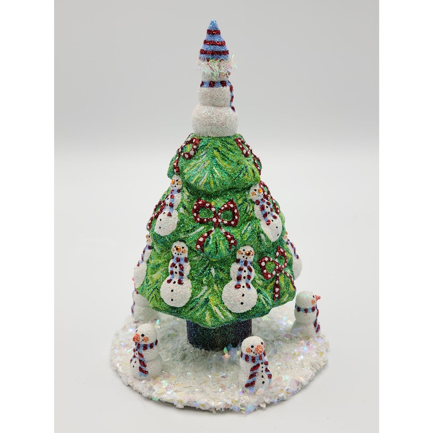 Patricia Breen Snowman Topiary Blue Red Stripe Free Standing Christmas Ornament