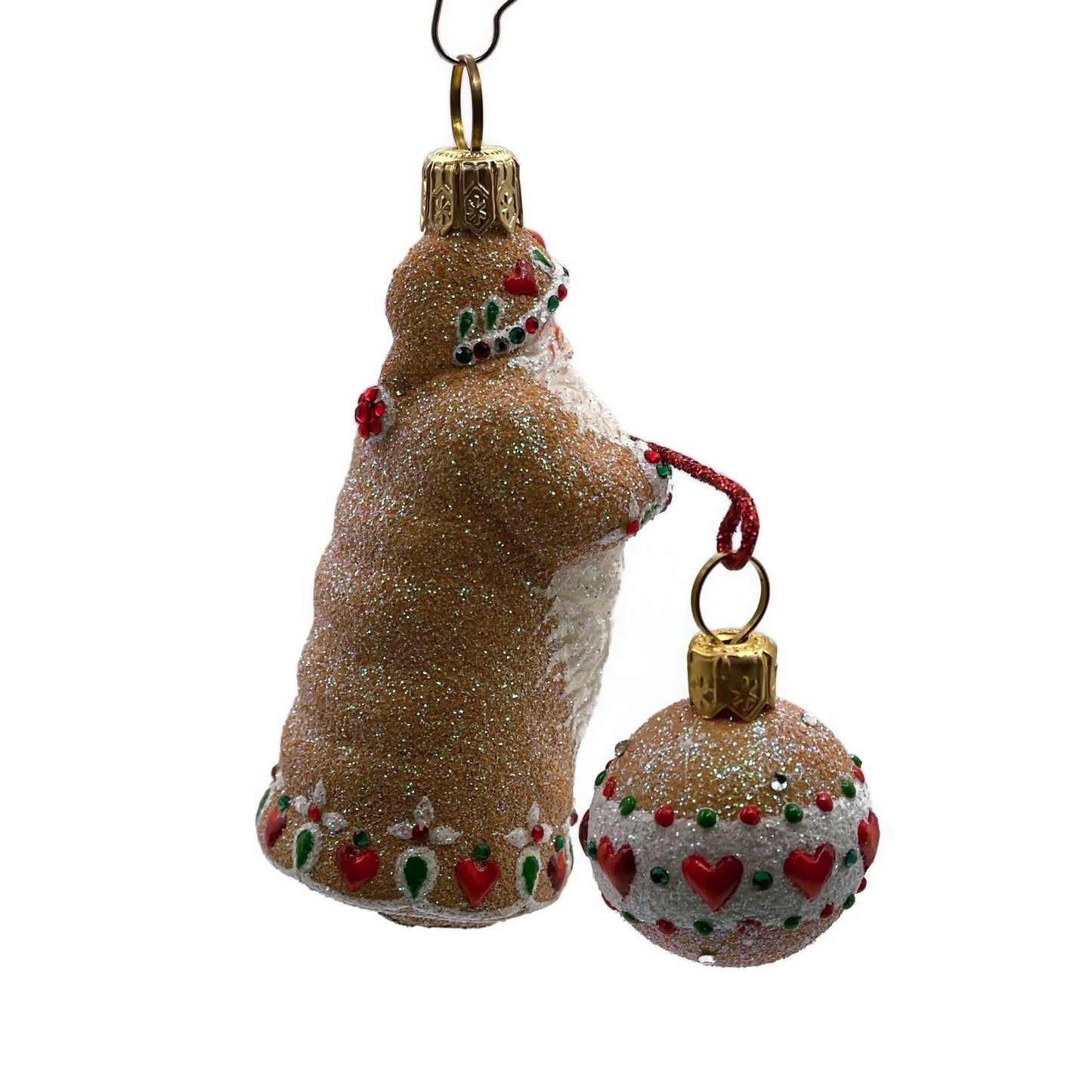 Patricia Breen Balance Gingerbread Green Glitter Mitten Heart Christmas Ornament