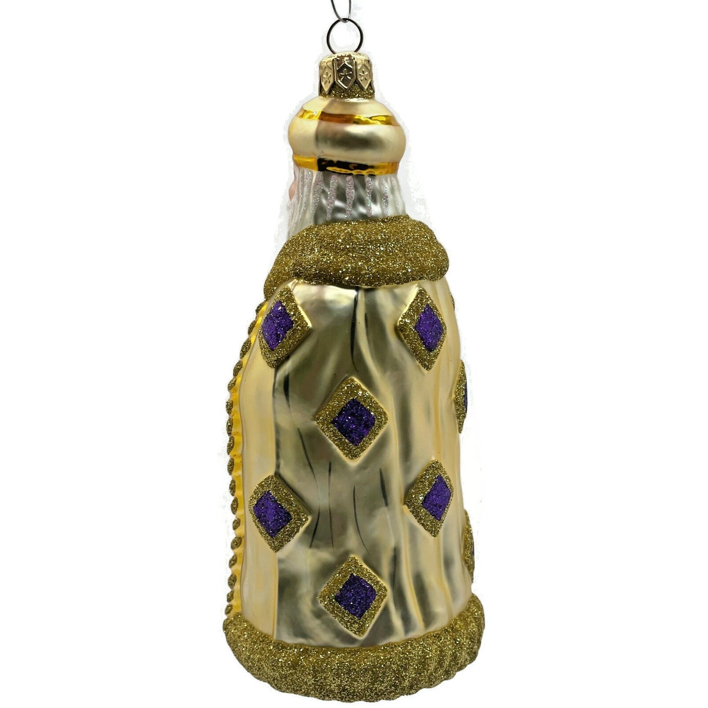 Patricia Breen Bijoux Santa Claus Gold with Purple Squares Christmas Ornament