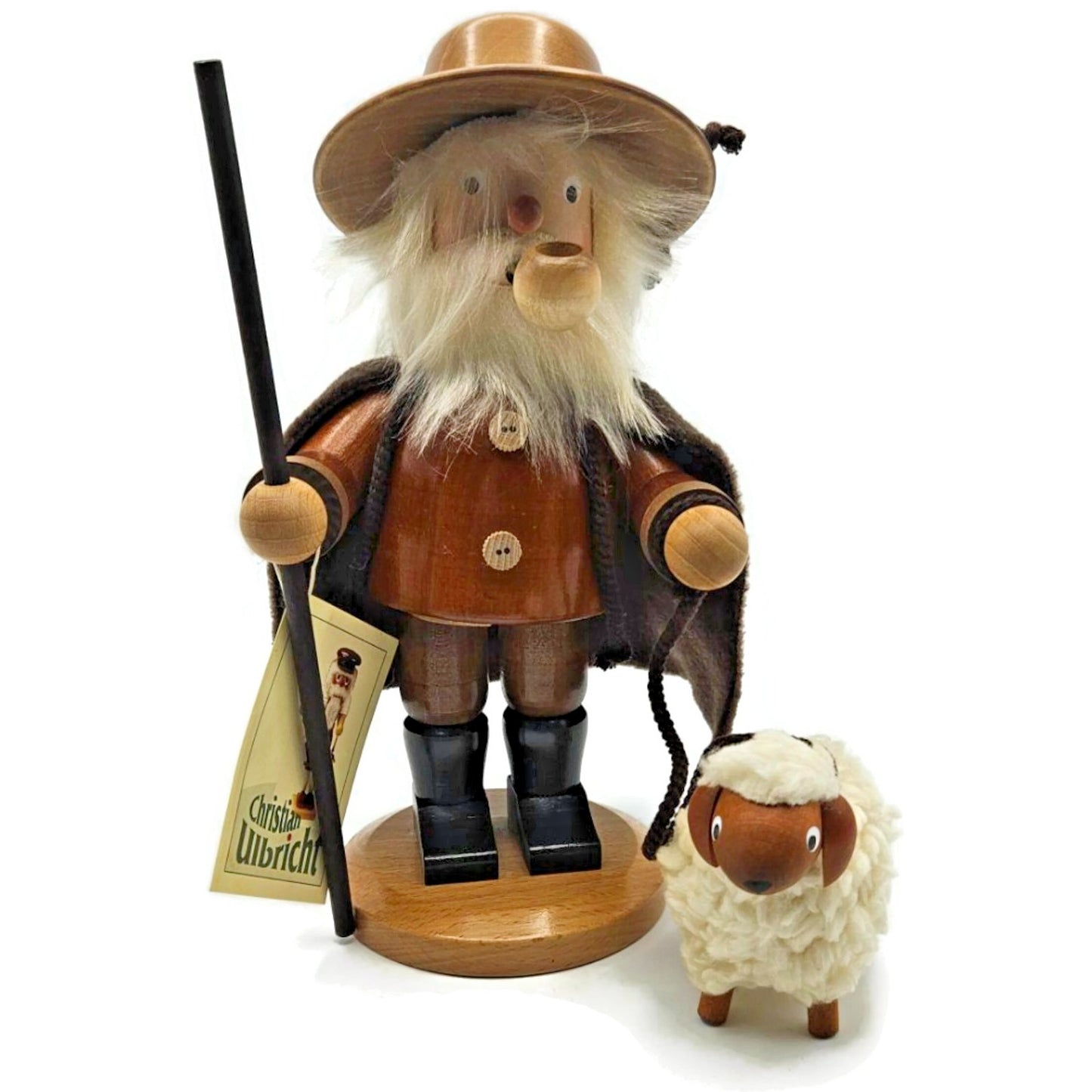 Christian Ulbricht Natural Shepherd Santa Smoker Incense Burner Christmas Decor