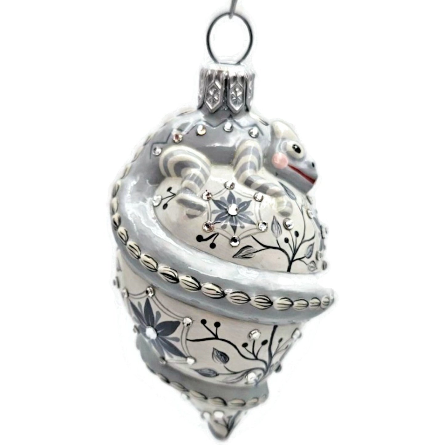 Patricia Breen Topping Chameleon Chinoiserie Graphite Spring Christmas Ornament