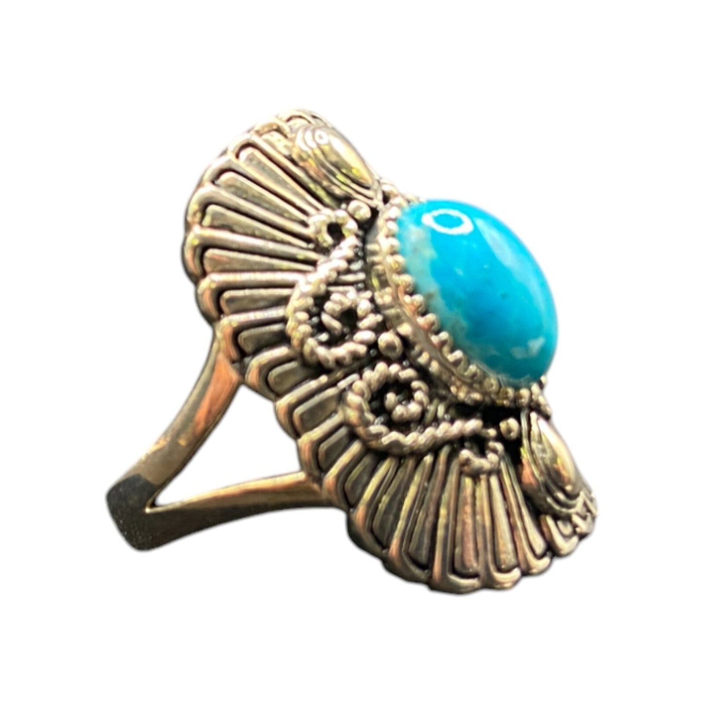 BBJ Ring Sleeping Beauty Turquoise Gemstone Oval 925 Sterling Silver Size 8