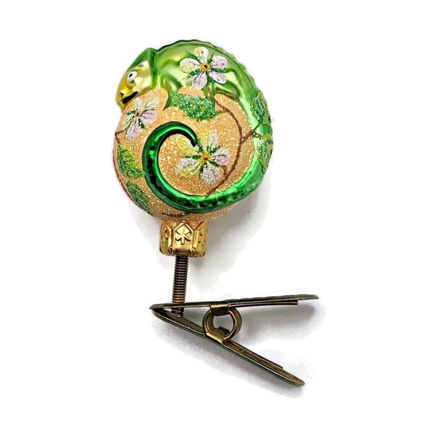 Patricia Breen Ultra Miniature Chameleon Peach Clip On Spring Christmas Ornament
