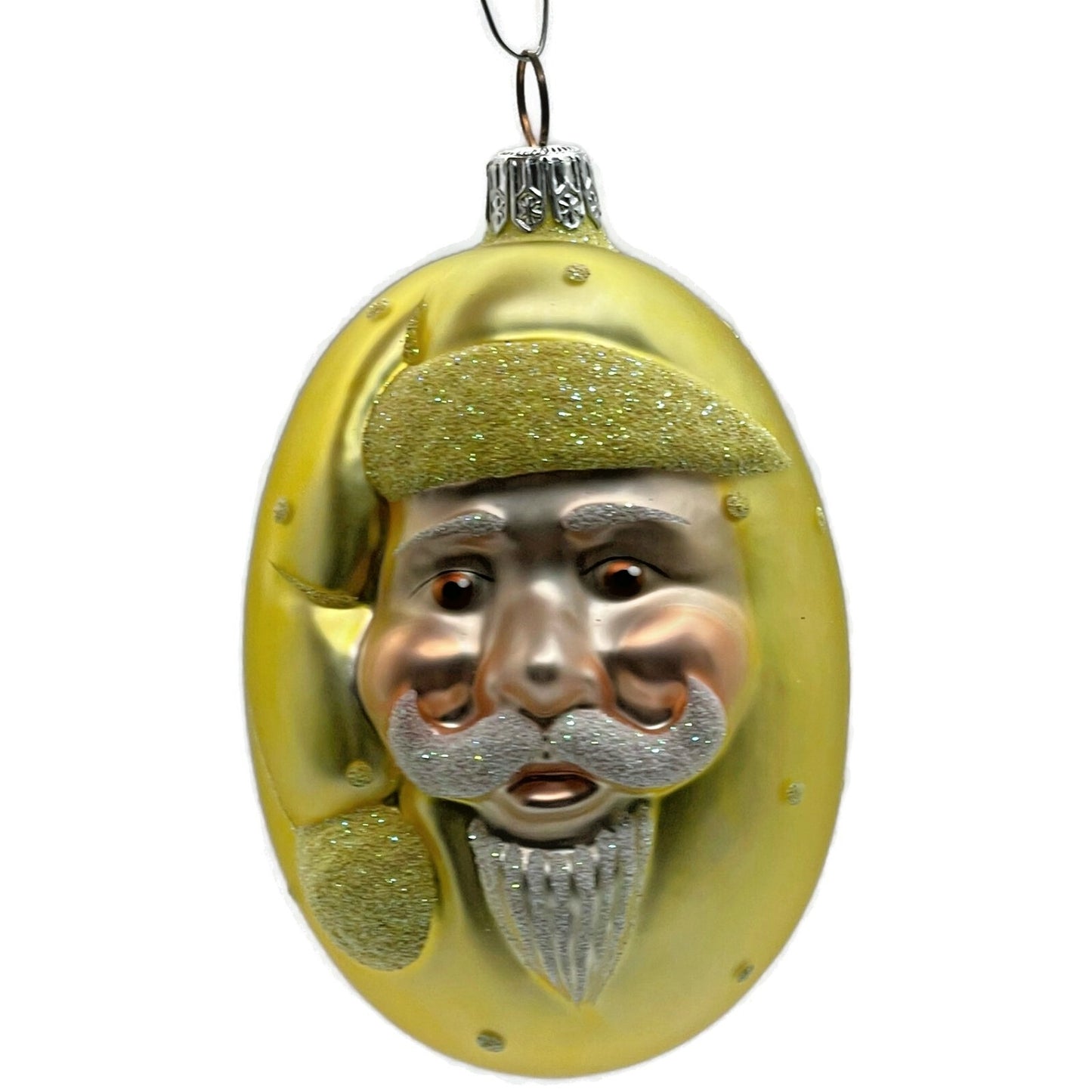 Patricia Breen Jelly Bean Santa Claus Yellow Matte Glittered Polka Dot Ornament