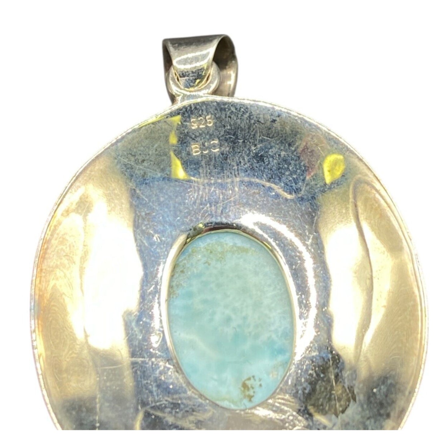 Blue Quartz Gemstone Pendant Oval Cabochon 925 Sterling Silver Filigree BJC