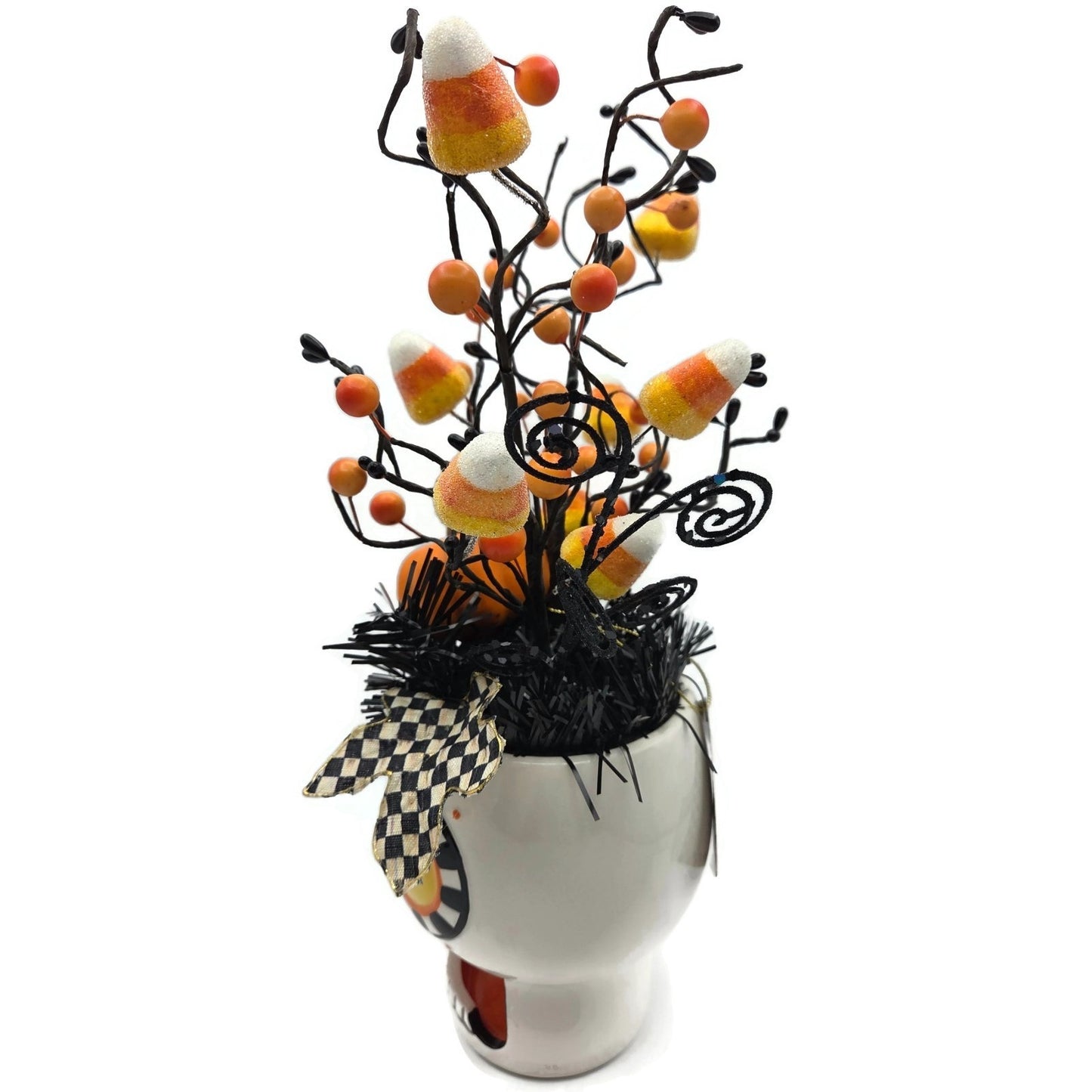 Mackenzie Childs Boo Arrangement Halloween Candy Corn Pumpkin Skull Figurine