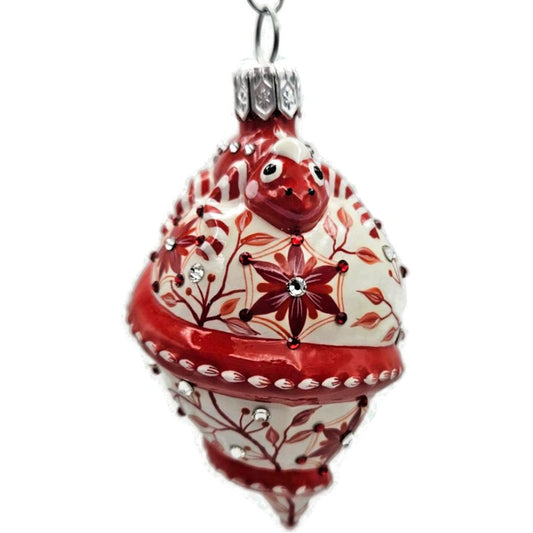 Patricia Breen Topping Chameleon Chinoiserie Red Spring Christmas Tree Ornament