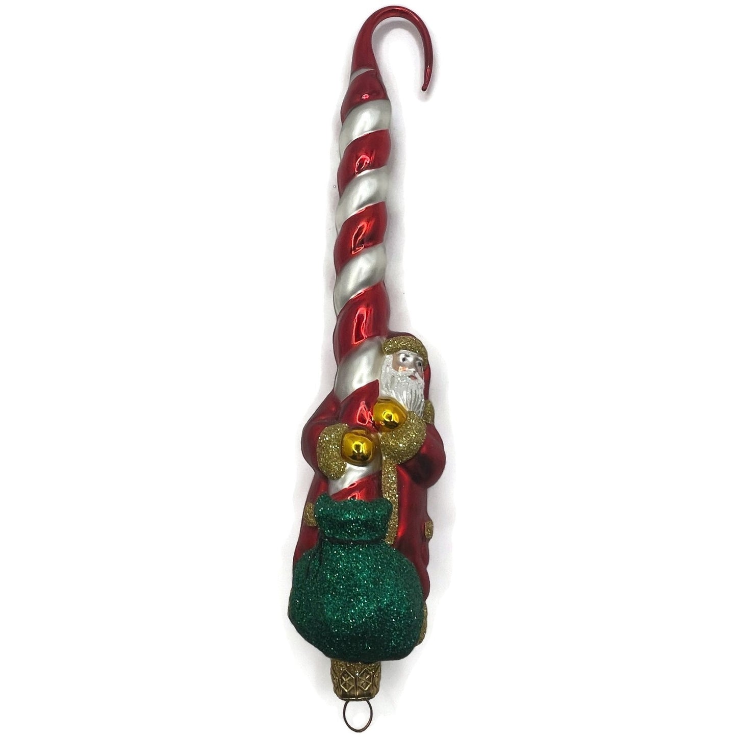 Patricia Breen Peppermint Santa Red White Gold Gloves Christmas Tree Ornament