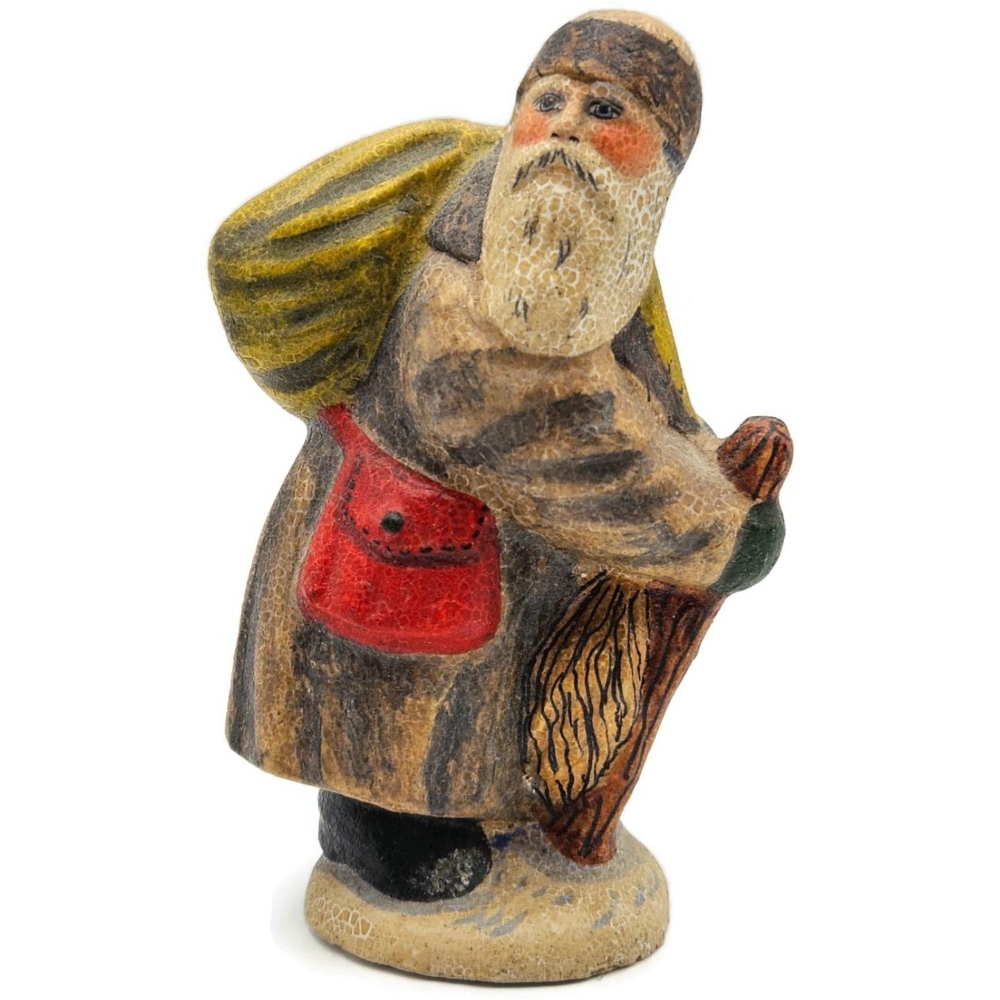 Vaillancourt Belsnickel in Brown Coat with Switches Stick Christmas Chalkware