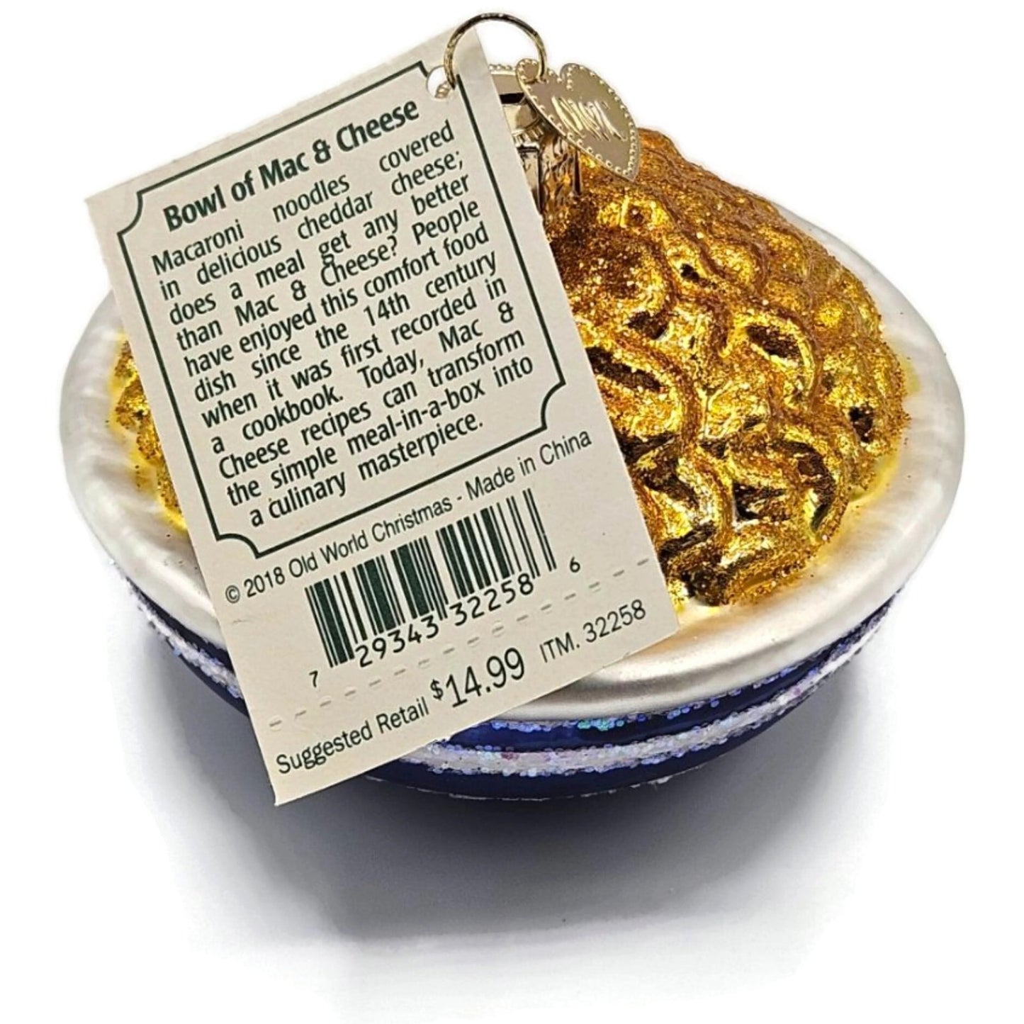 Bowl Of Mac N Cheese Ornament OWC Food Glass Old World Christmas Holiday Decor