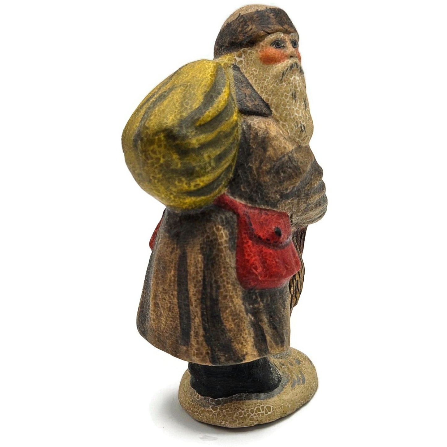 Vaillancourt Belsnickel in Brown Coat with Switches Stick Christmas Chalkware