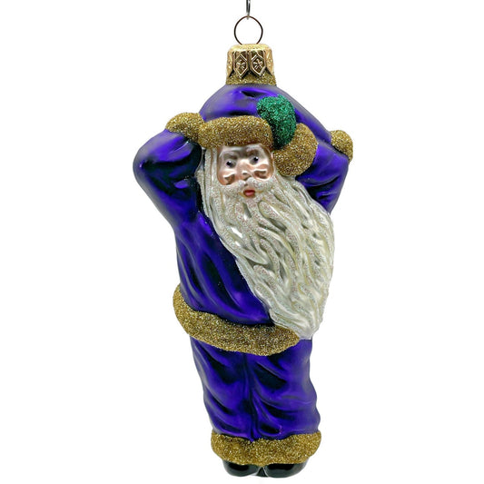Patricia Breen Hold Onto Your Hat Purple Santa Claus Christmas Tree Ornament