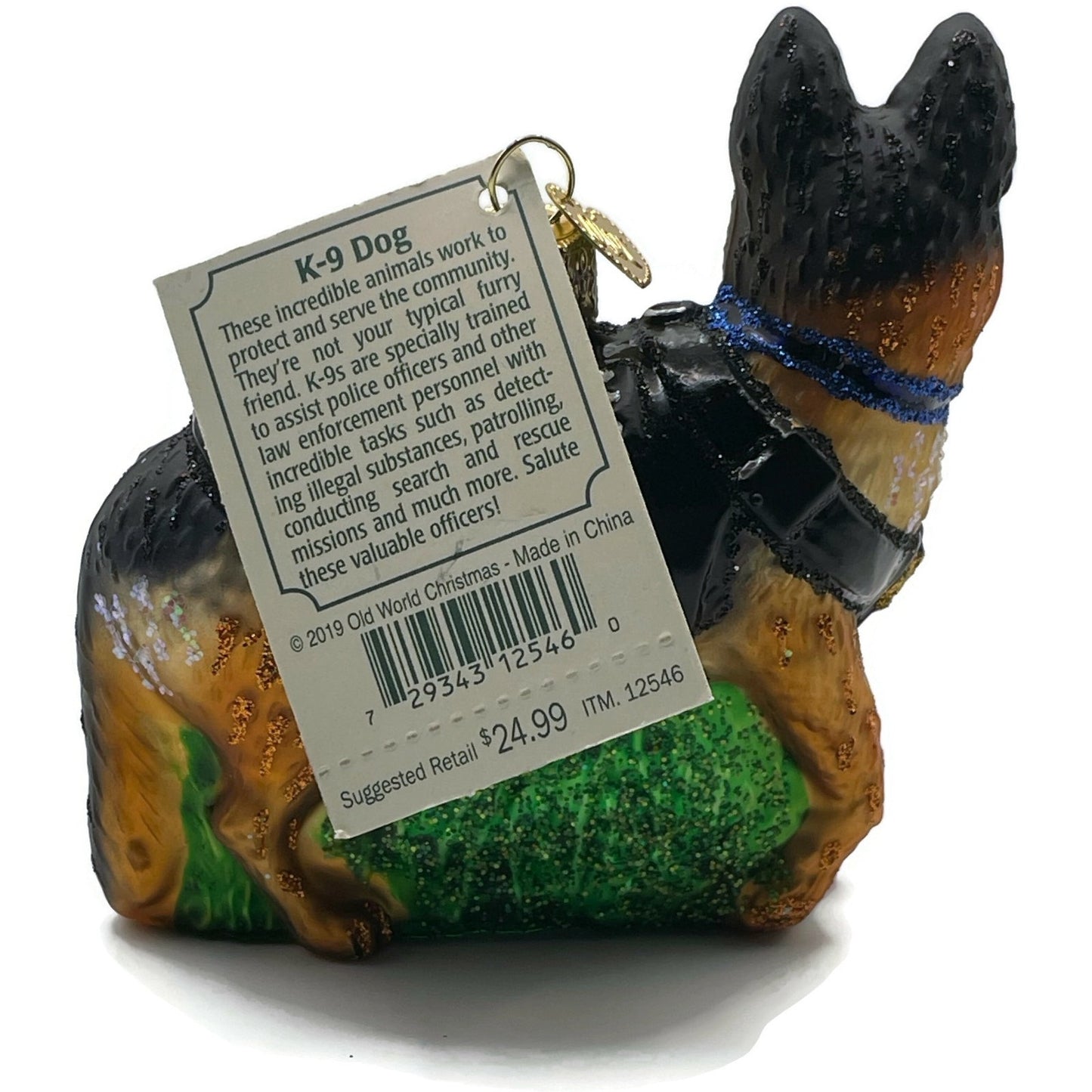 K9 Police Dog Ornament Animal Old World Christmas OWC Christmas Tree Decoration