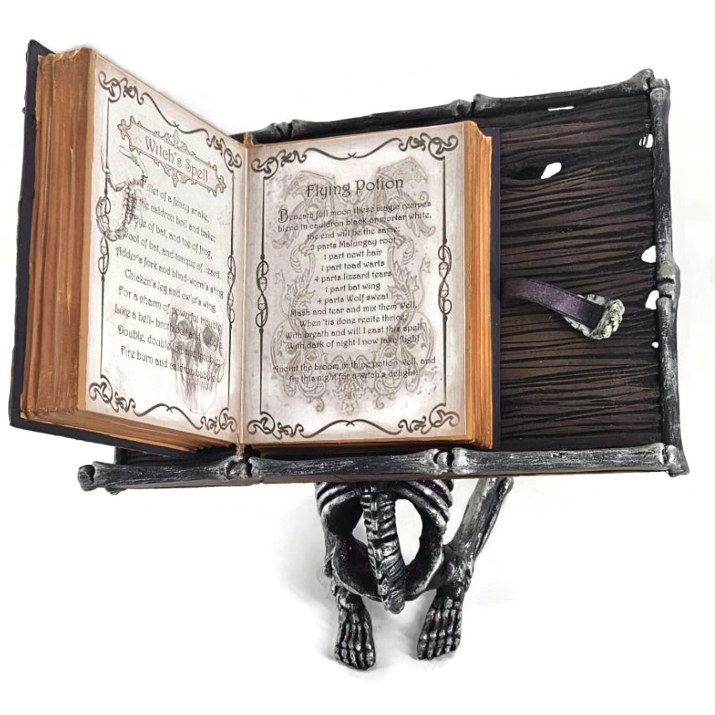 Katherine’s Collection Halloween Skeleton Spell Book Stand Gothic Home Decor