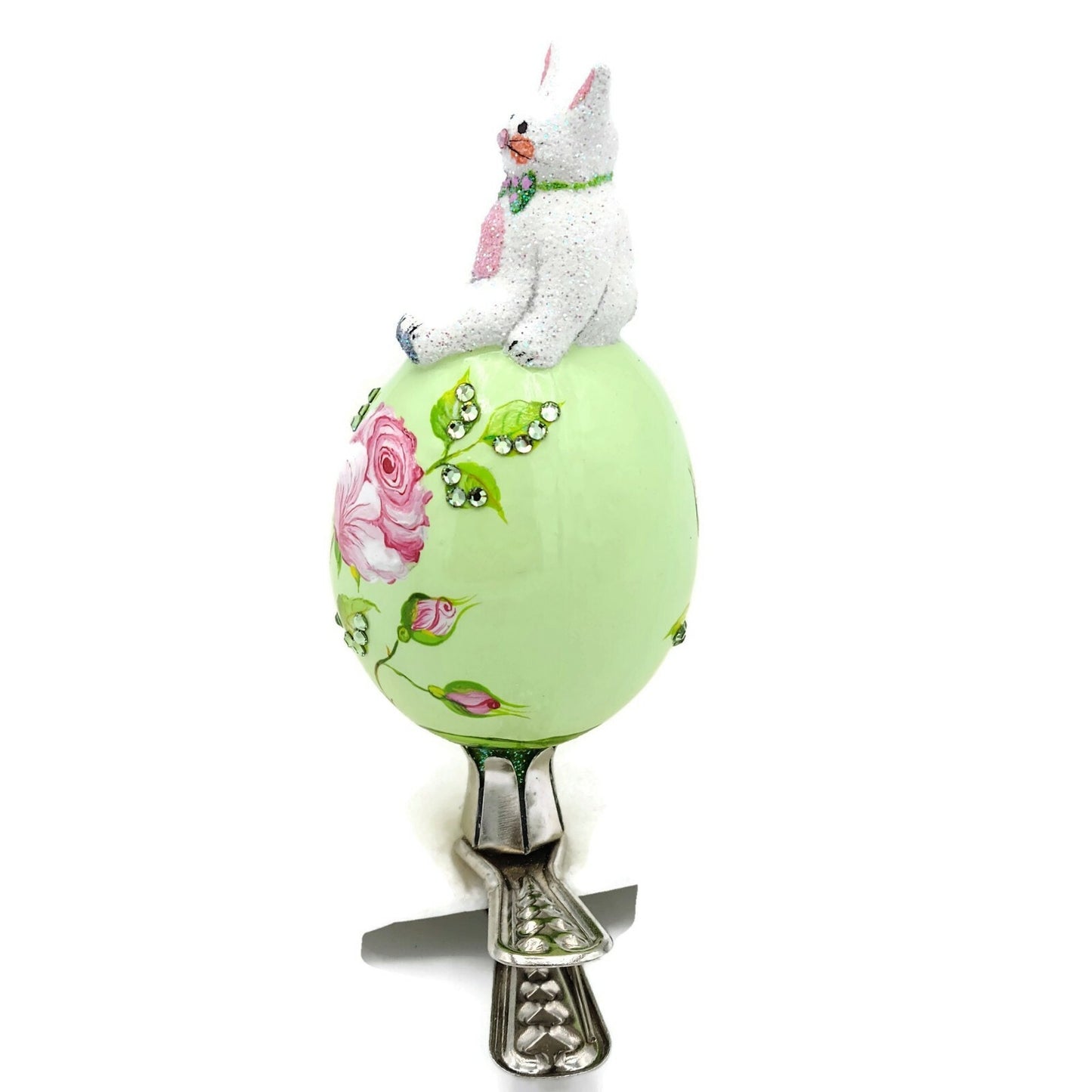 Patricia Breen Sitting Pretty Roses Easter Egg Bunny Boy Holiday Clip Ornament
