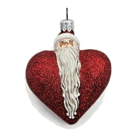 Ornament Patricia Breen Santa du Coeur Red Valentines Heart Glittered Holiday