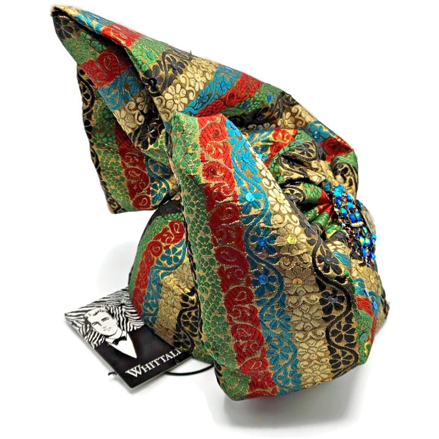 Whittall And Shon Womens Multicolor 2518 Ababa Draped Turban with Jewel Brooch