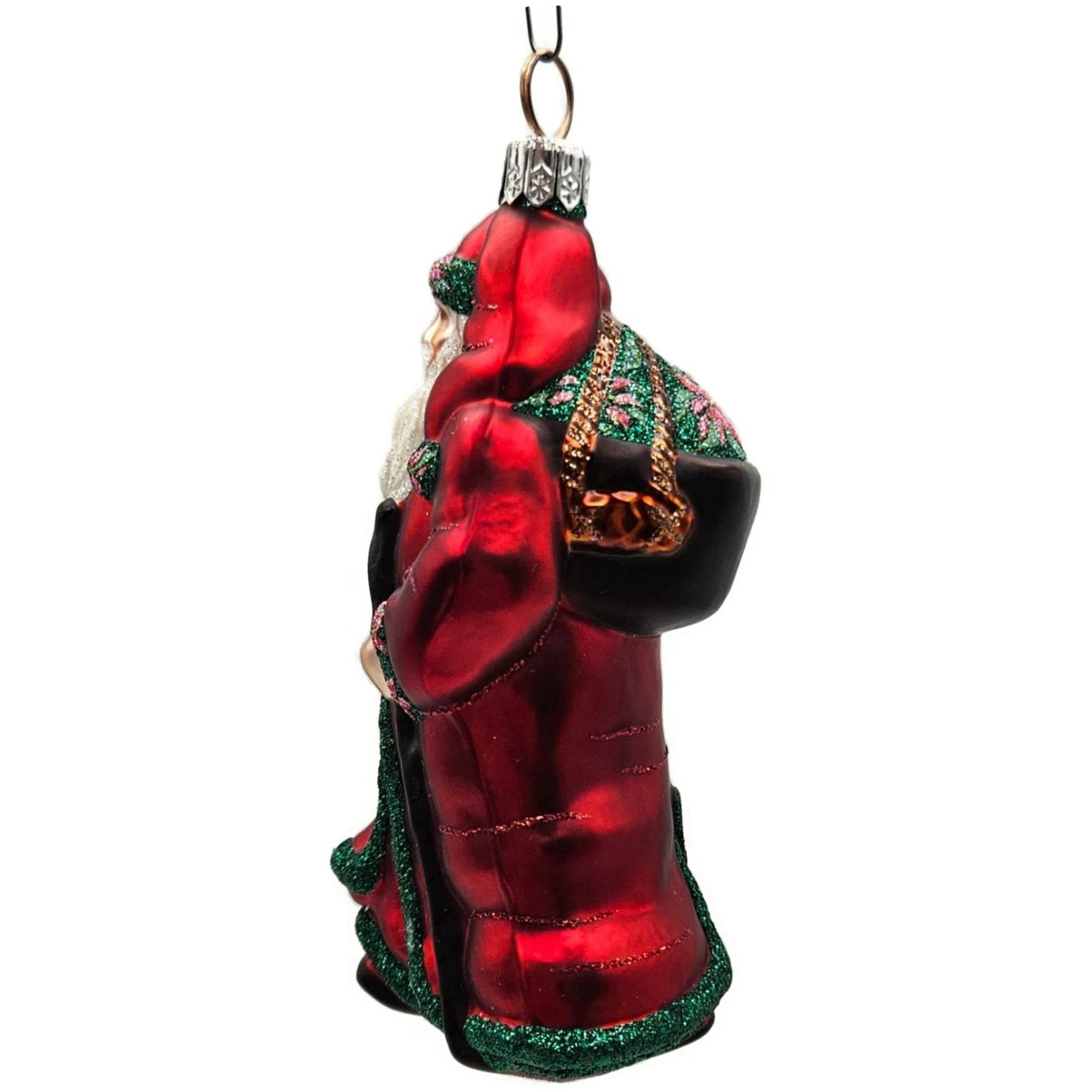 Patricia Breen Wayfaring Santa Claus Poinsettia Matte Christmas Tree Ornament