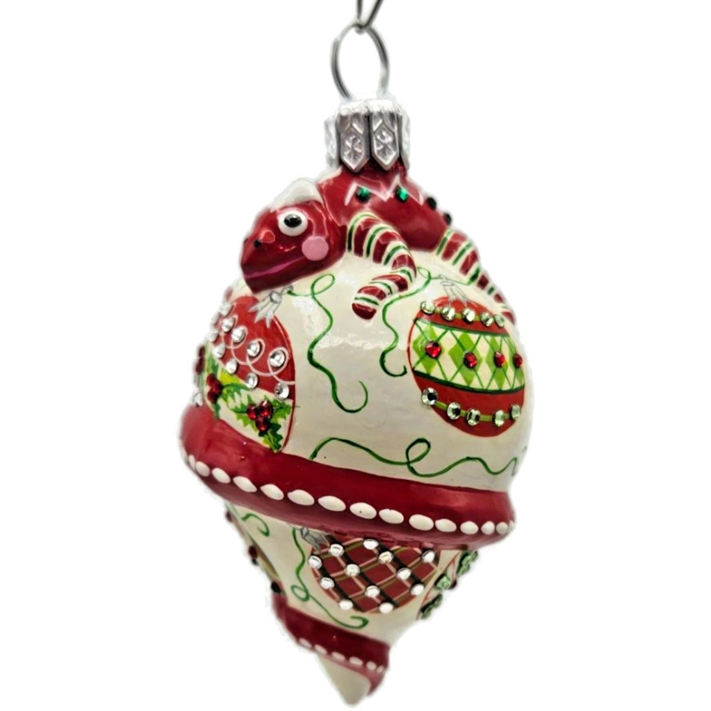 Patricia Breen Topping Chameleon Winter Striped Holly Christmas Tree Ornament
