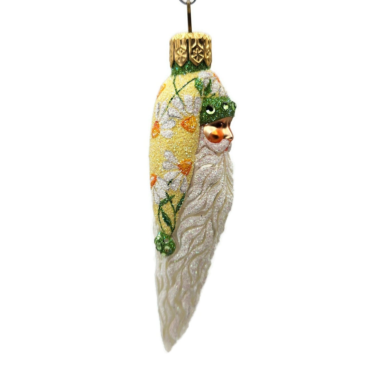 Patricia Breen Stocking Cap Santa Head Daisies Spring Christmas Tree Ornament