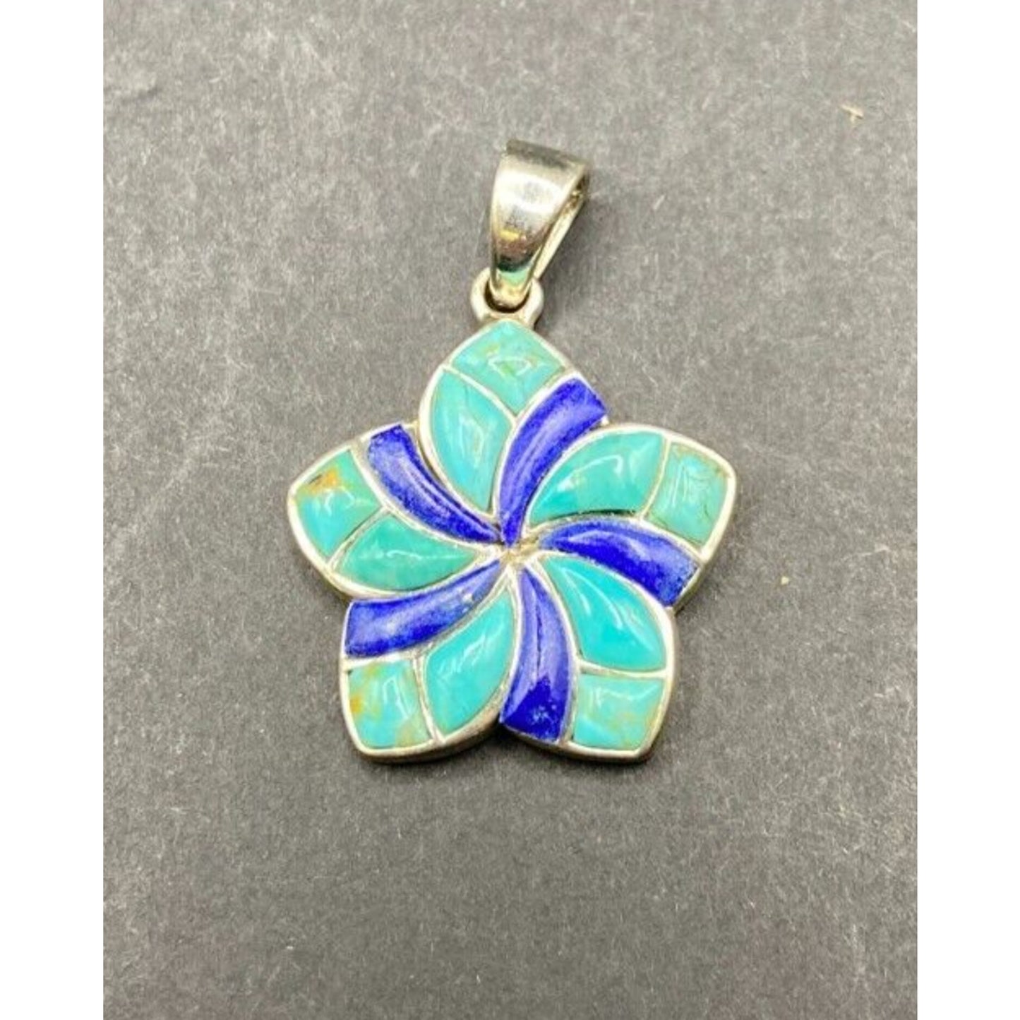 Turquoise Lapiz Lazuli Star Pendant Sterling Silver Blue Semi Precious Stone NK