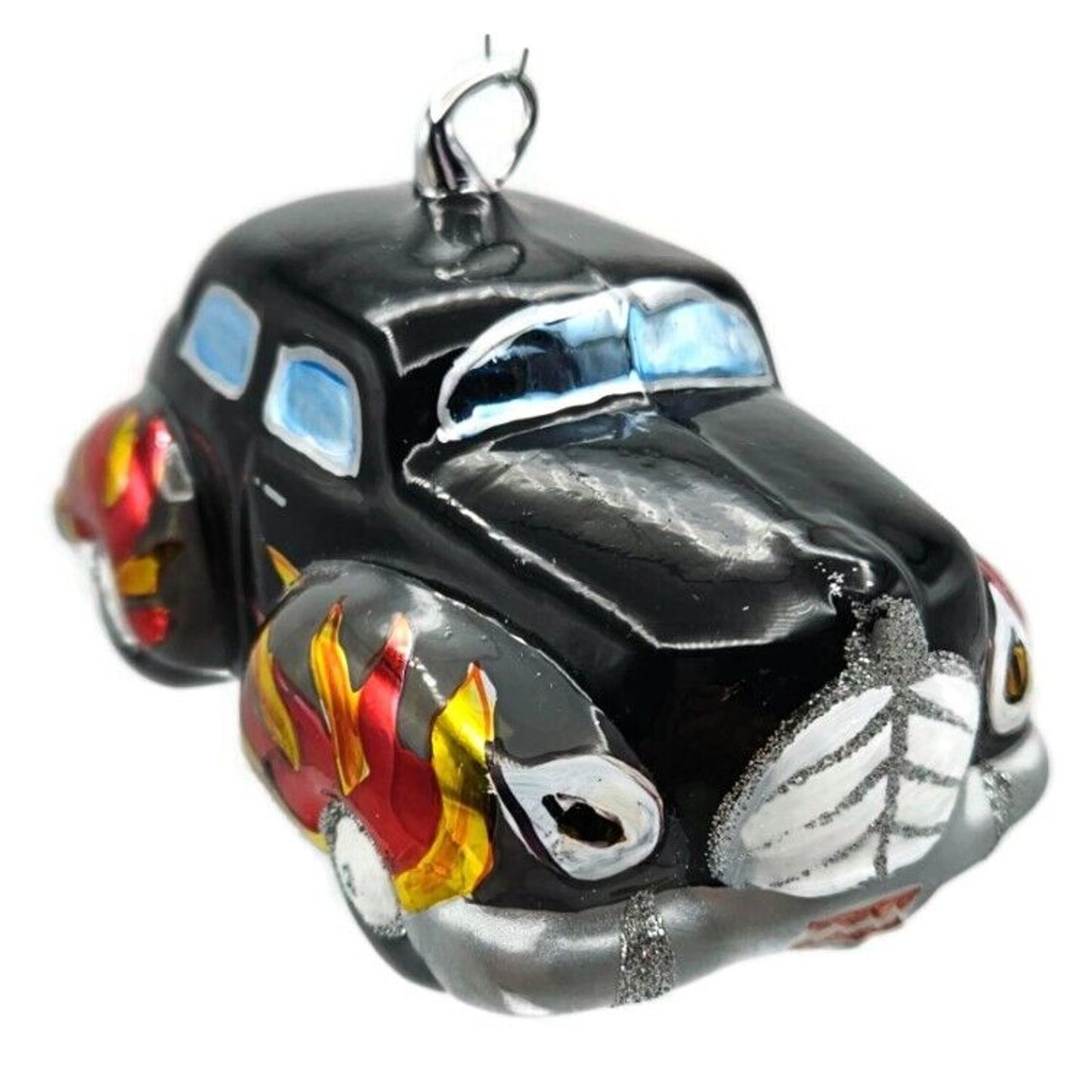 Christopher Radko Hot Wheels Black Hot Rod Car Christmas Tree Ornament 98-1420