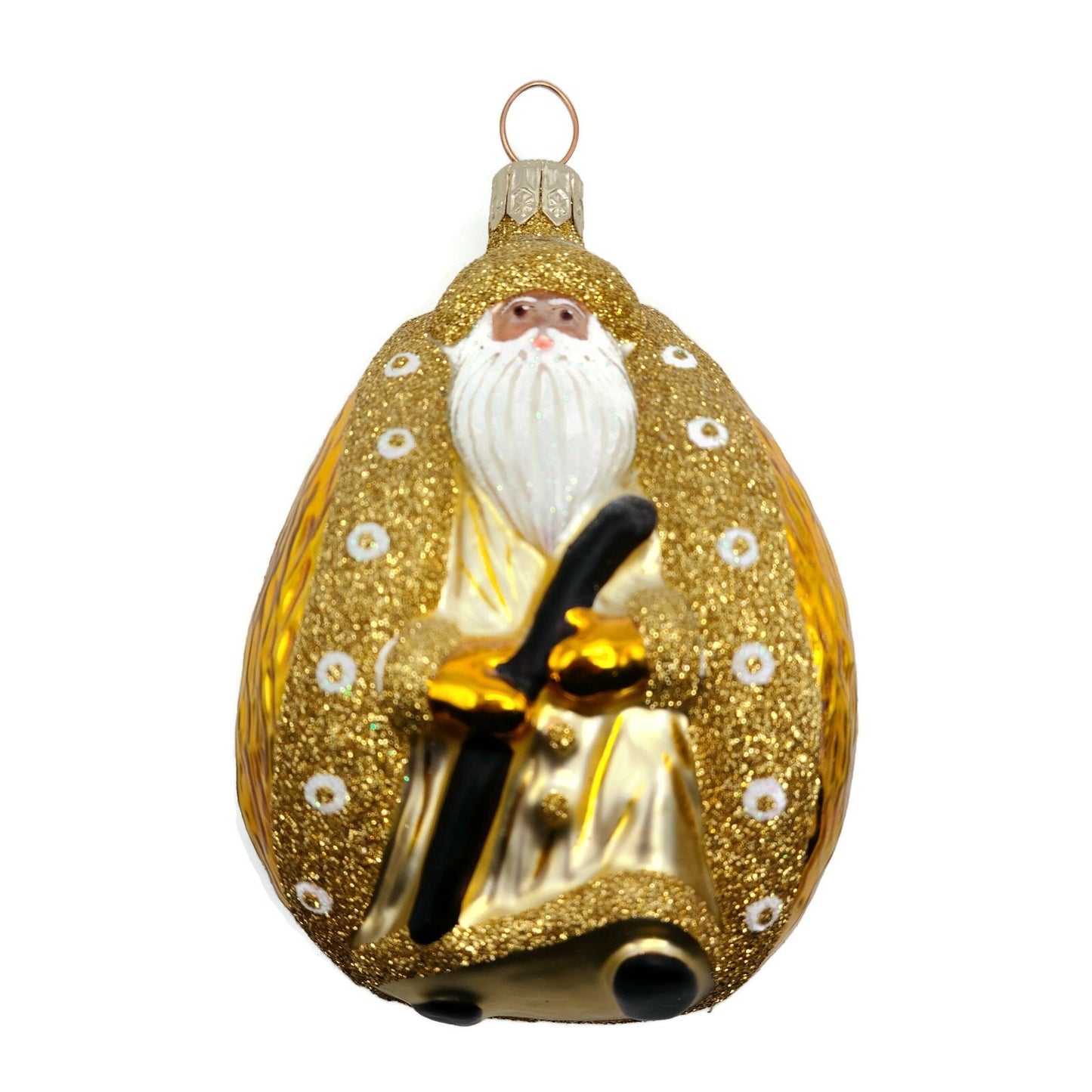 Patricia Breen Santa Ladybug Gold White Glittered Spring Holiday Tree Ornament