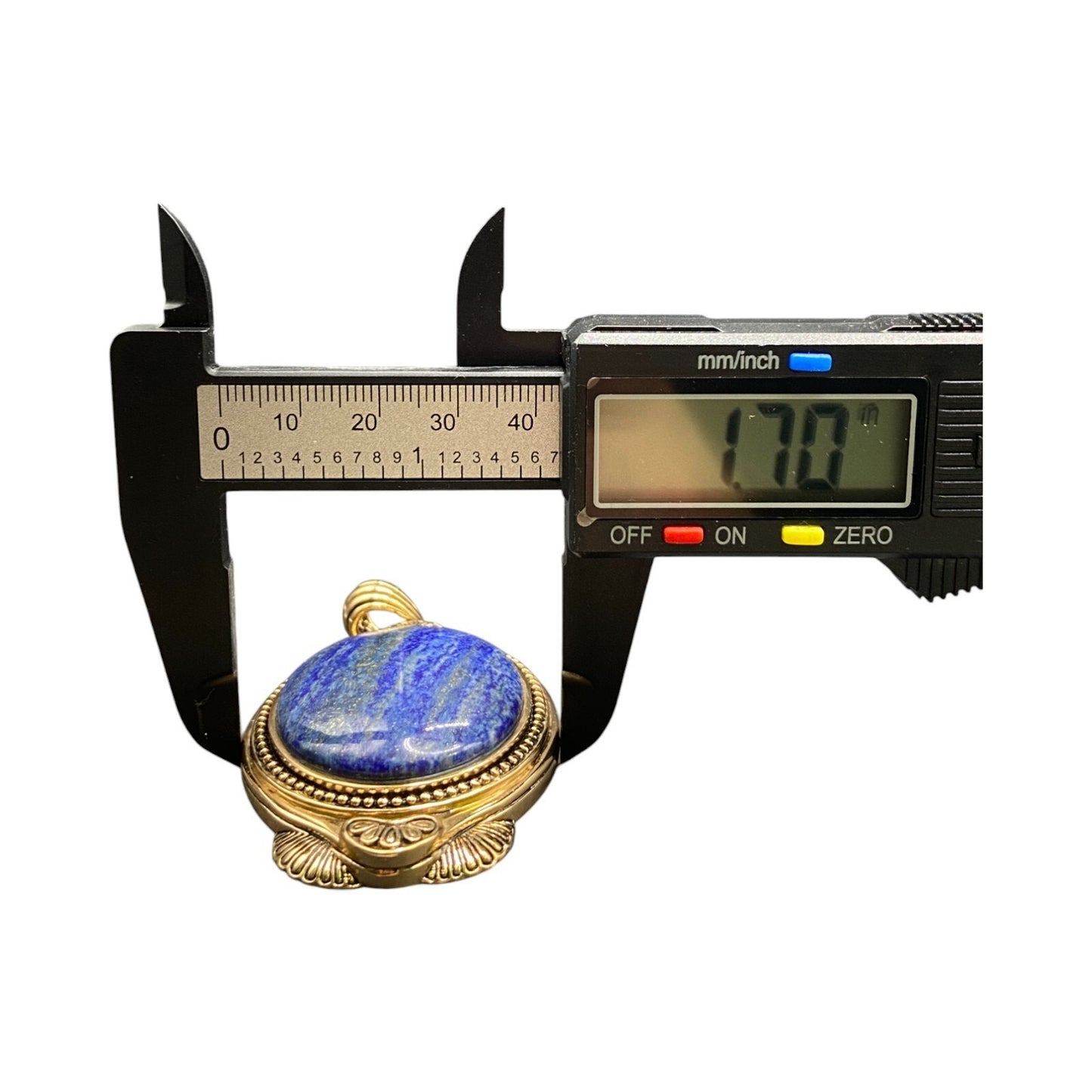 Lapis Lazuli Pendant Cabochon Gemstone Oval Shaped Gold Tone Metal Thailand