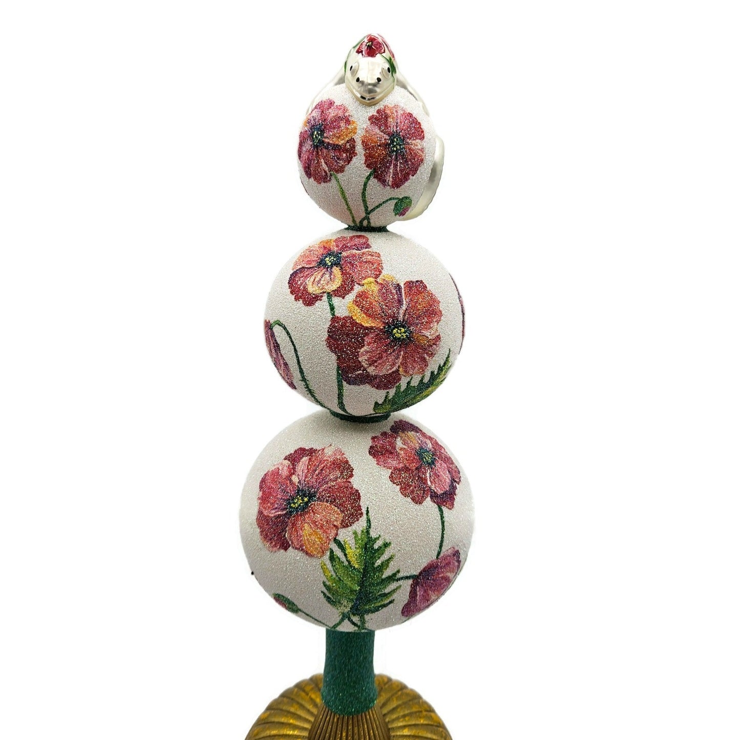Patricia Breen Chameleon Finial Poppies Spring Christmas Holiday Tree Topper