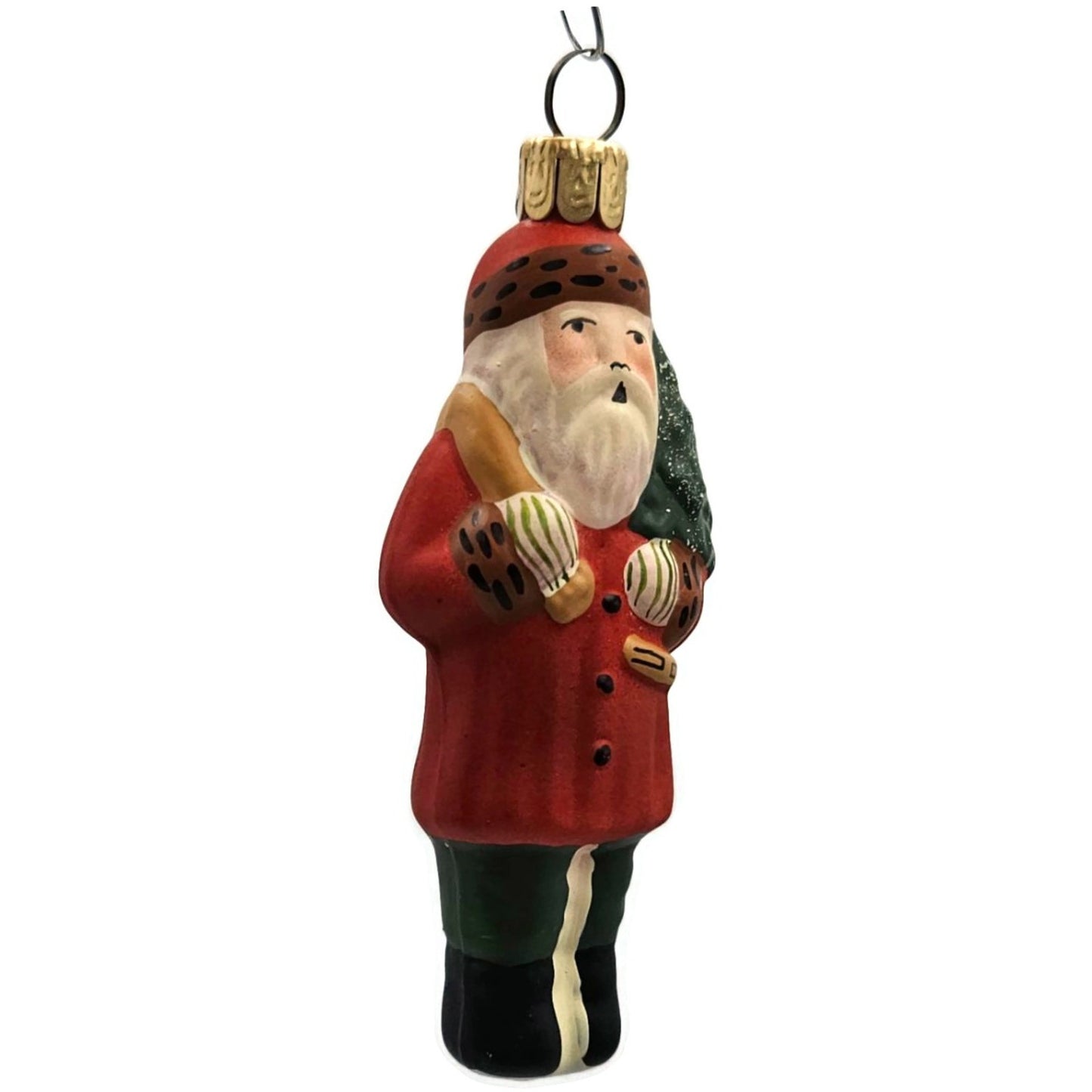 Vaillancourt Mini Red Father Christmas With Tree Glass Holiday Ornament