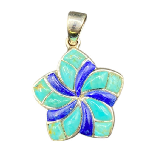 Turquoise Lapiz Lazuli Star Pendant Sterling Silver Blue Semi Precious Stone NK