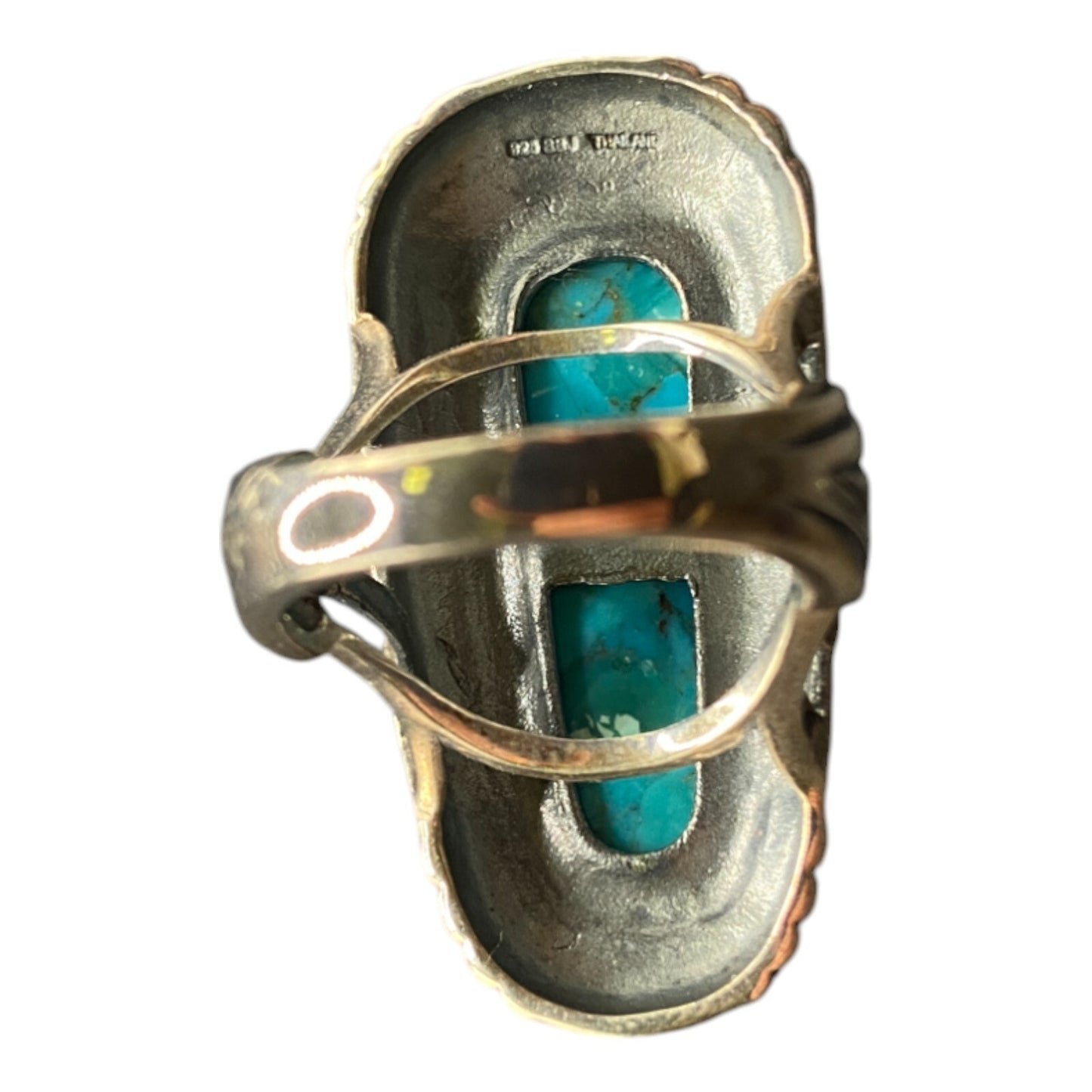 AAJ Ring Native American Blue Turquoise Gemstone 925 Sterling Silver Thailand 8