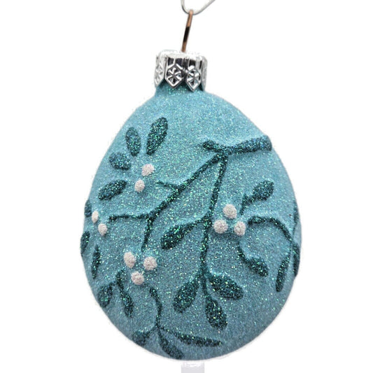 Patricia Breen Mistletoe Egg Turquoise Pink Heart Christmas Holiday Ornament