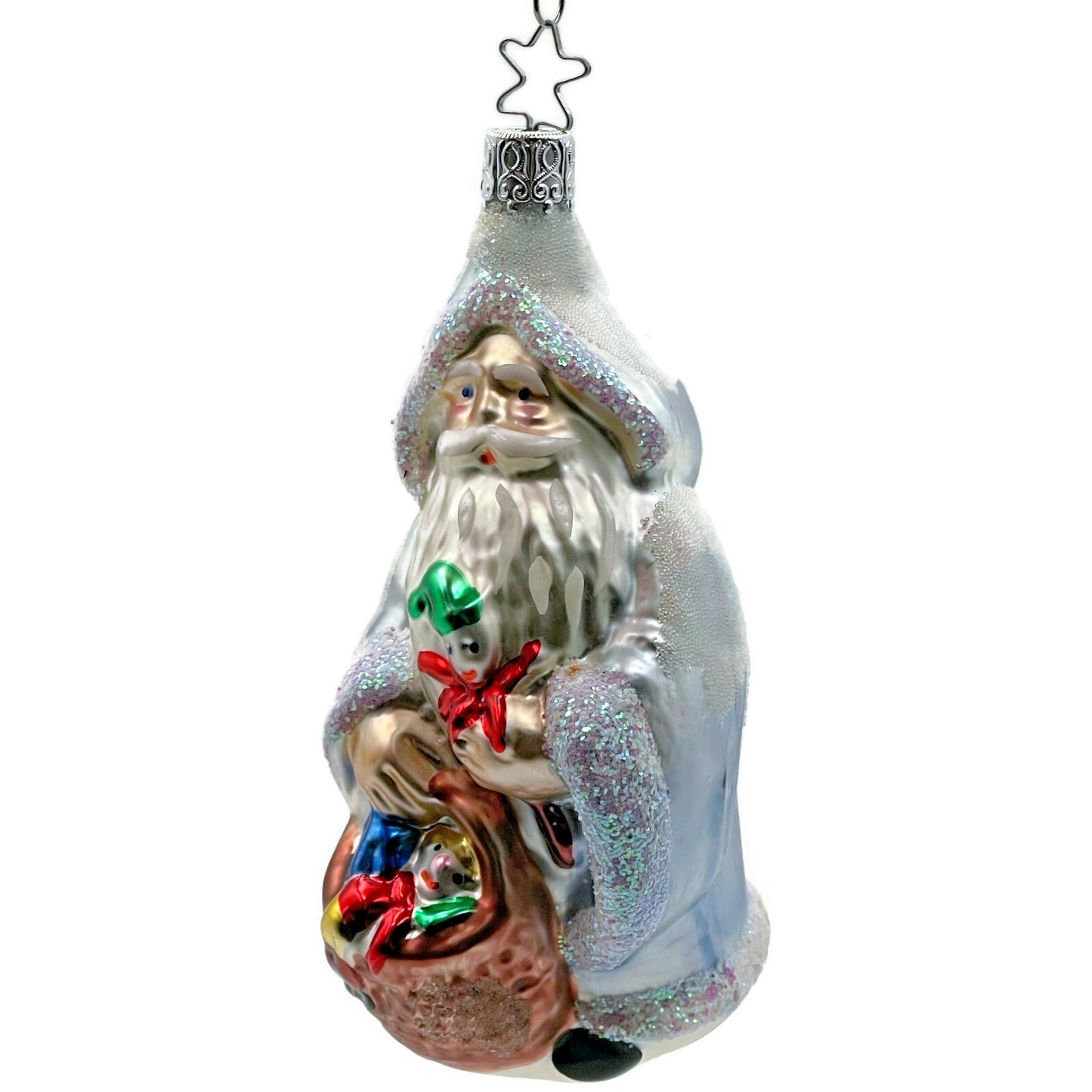 Inge Glass Santa Holding Toy Basket Old World Christmas EM Merck Signed Ornament
