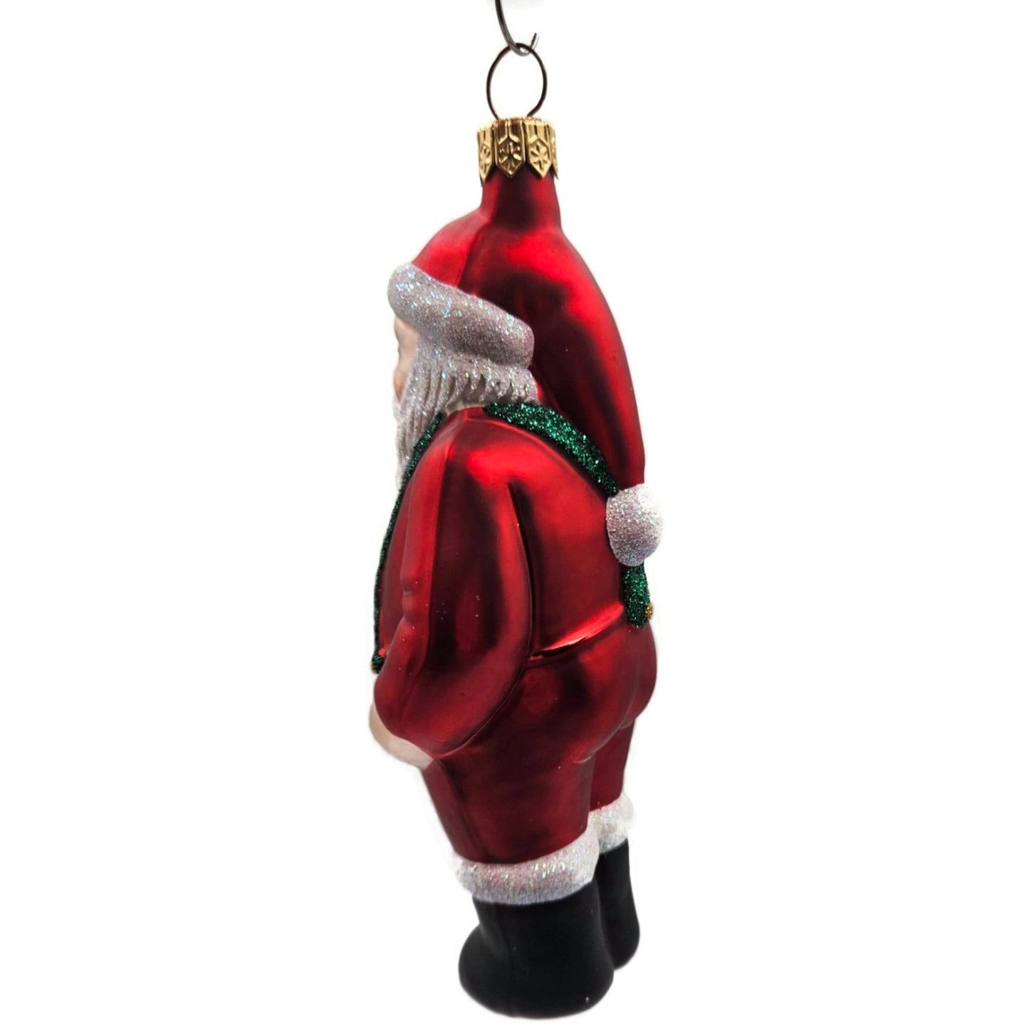 Patricia Breen Workshop Santa Red Green Glittered Suspenders Christmas Ornament