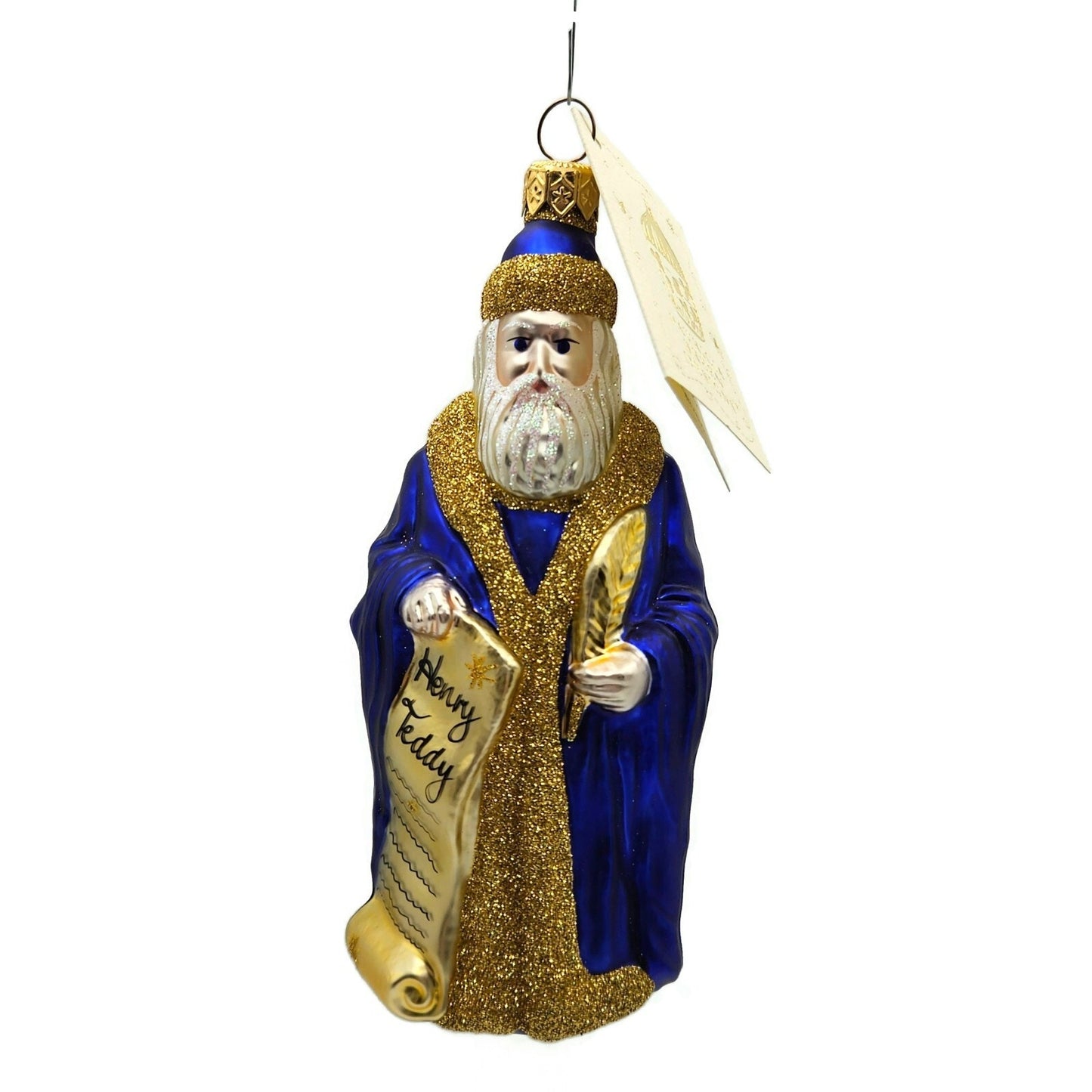 Patricia Breen Making His List Blue Two Names Santa Claus Christmas Ornament