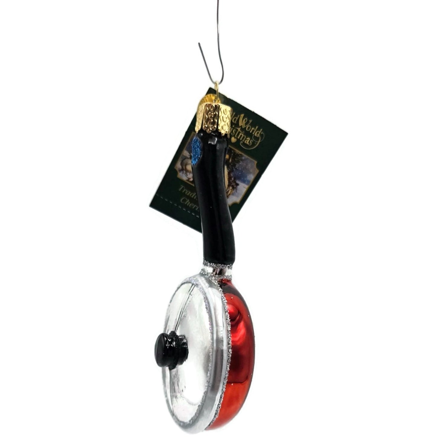 Frying Pan Cookware Ornament Red Blown Glass Old World Christmas Holiday OWC