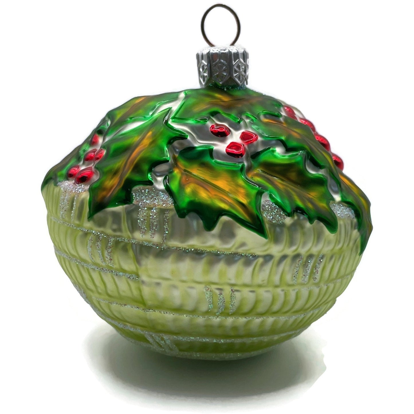 Patricia Breen Holly Basket Green Light Christmas Holiday Tree Ornament