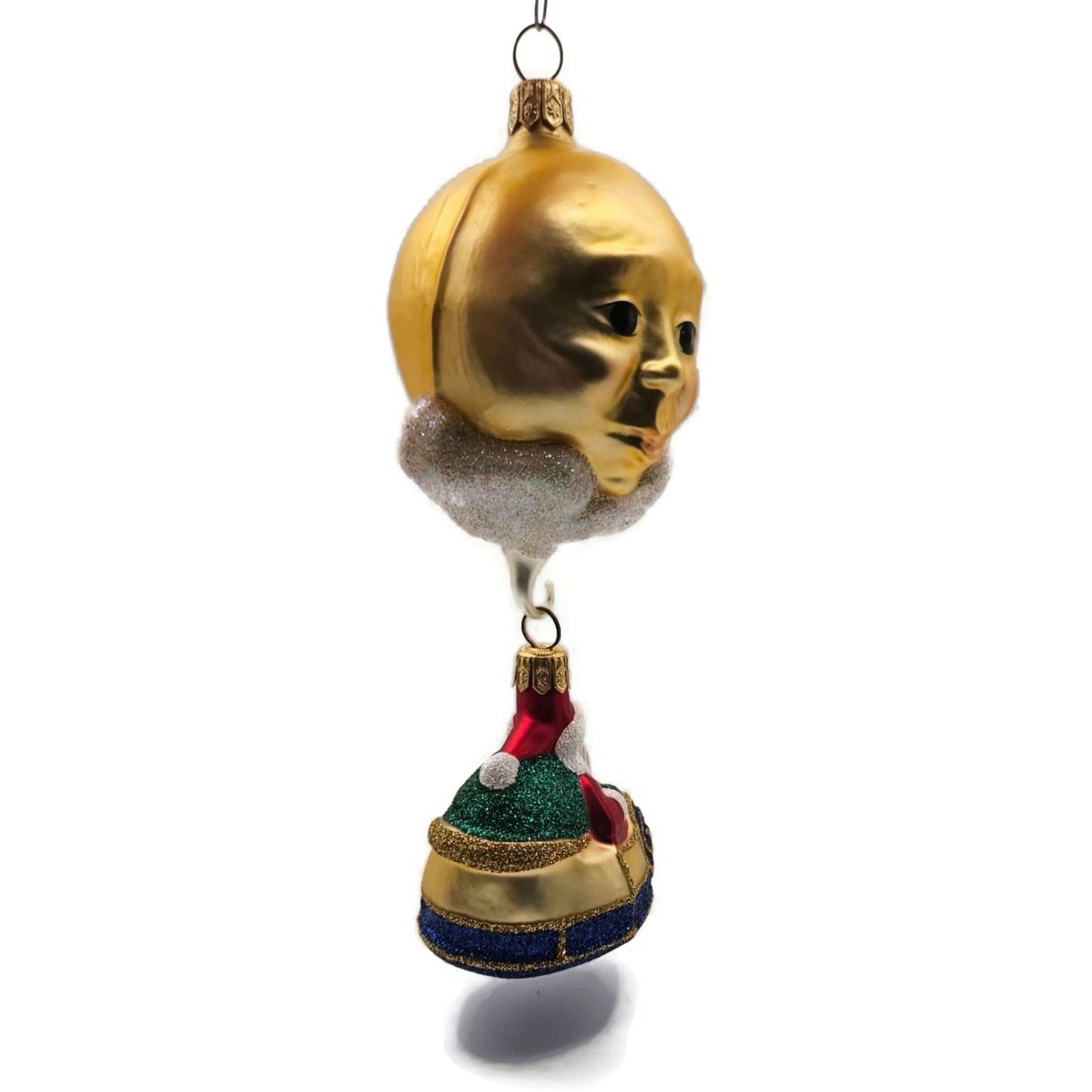 Patricia Breen Night Flight Santa Gold Sleigh Gold Moon Christmas Ornament