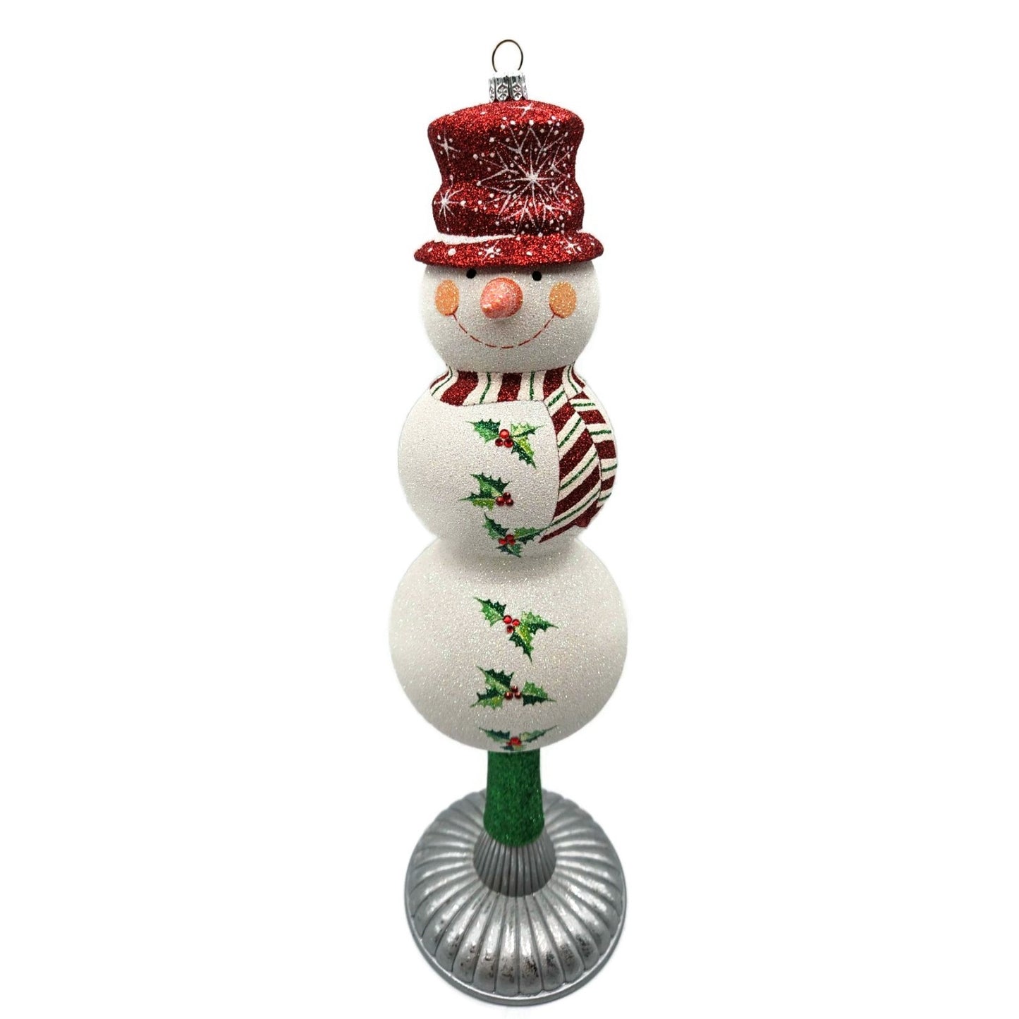 Patricia Breen Snowy Topper Finial Red Snowman Holly Christmas Tree Topper