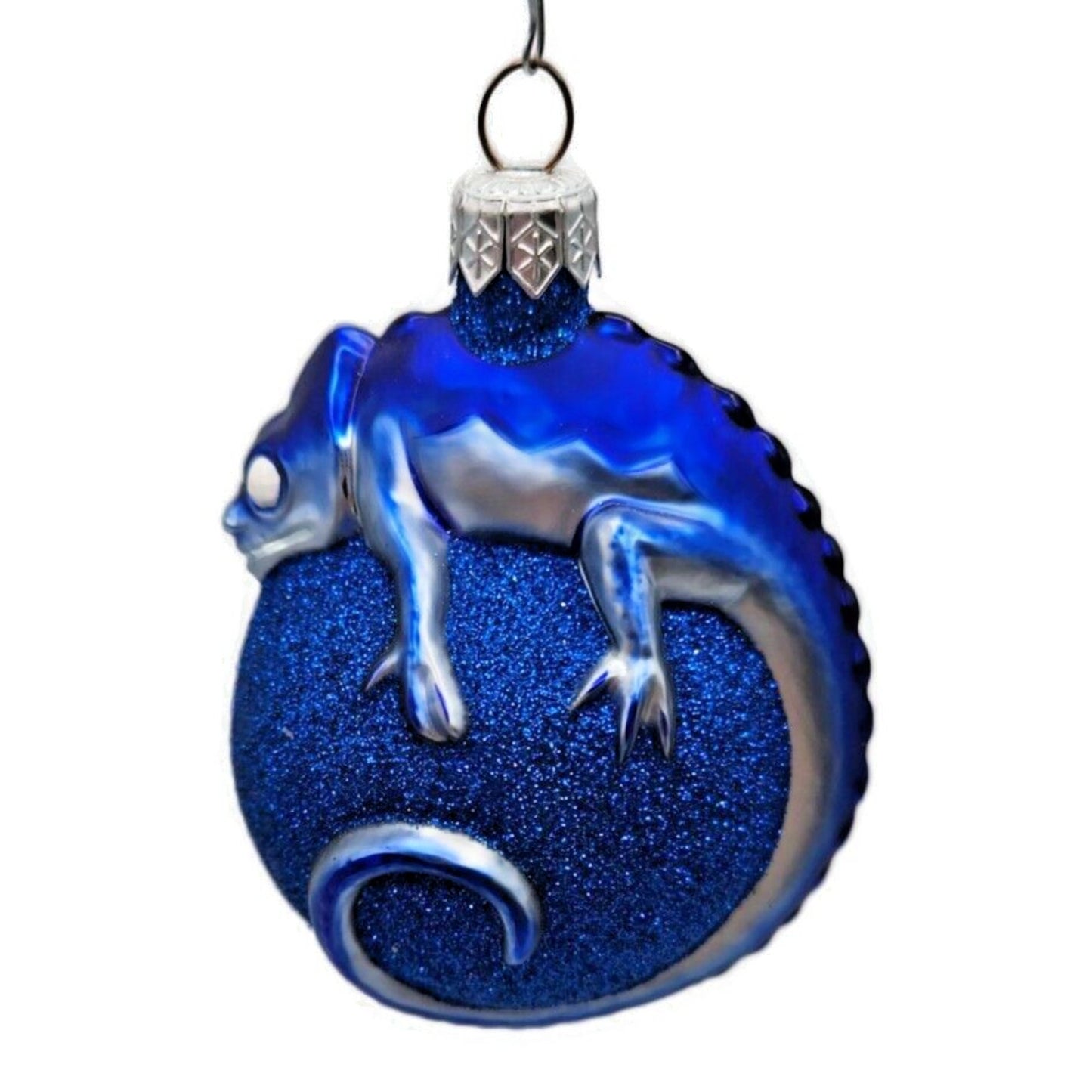 Ornament Patricia Breen Chameleon Blue Glittered Glass Christmas Holiday Tree