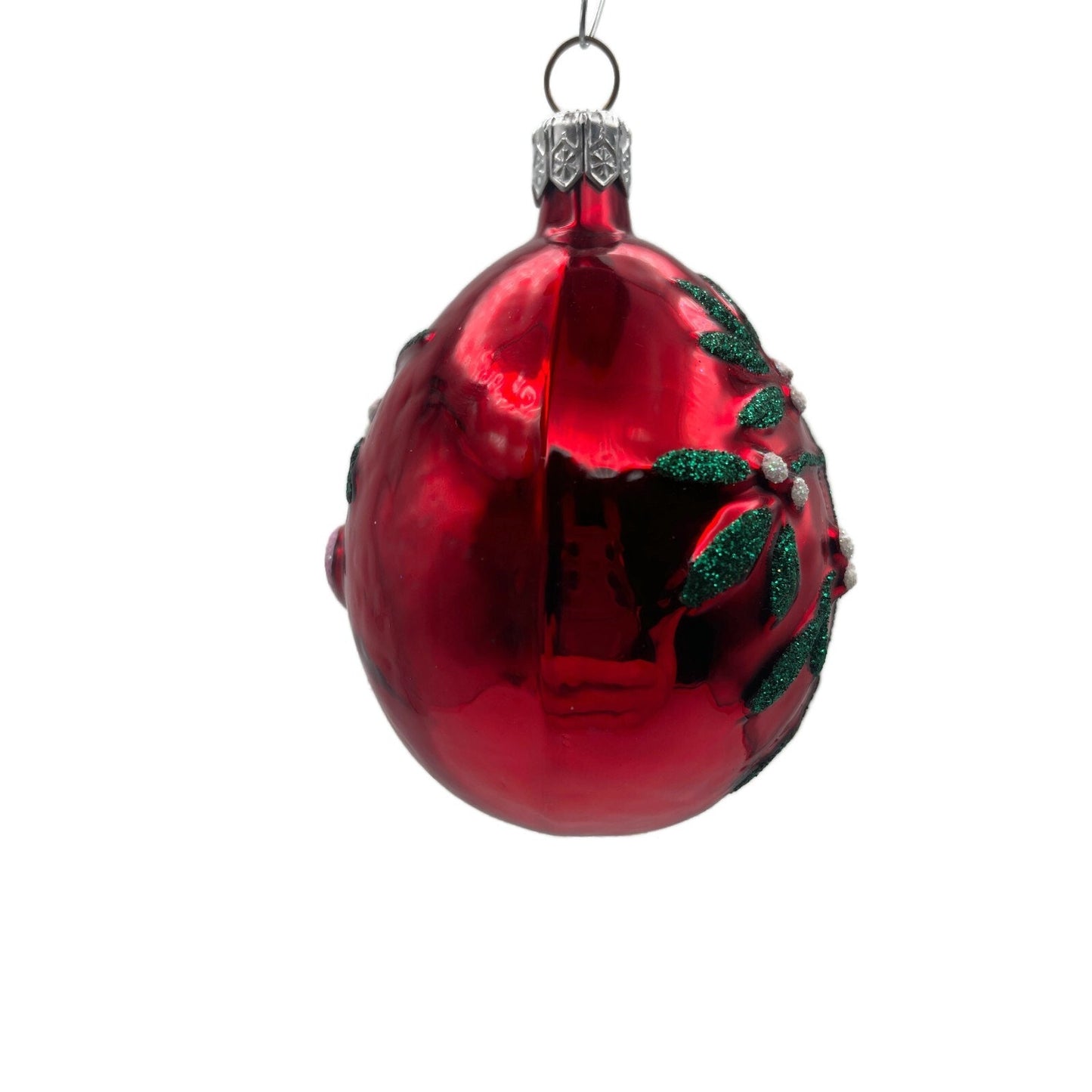 Ornament Patricia Breen Mistletoe Egg Red Pink Heart Shiny Christmas Holiday