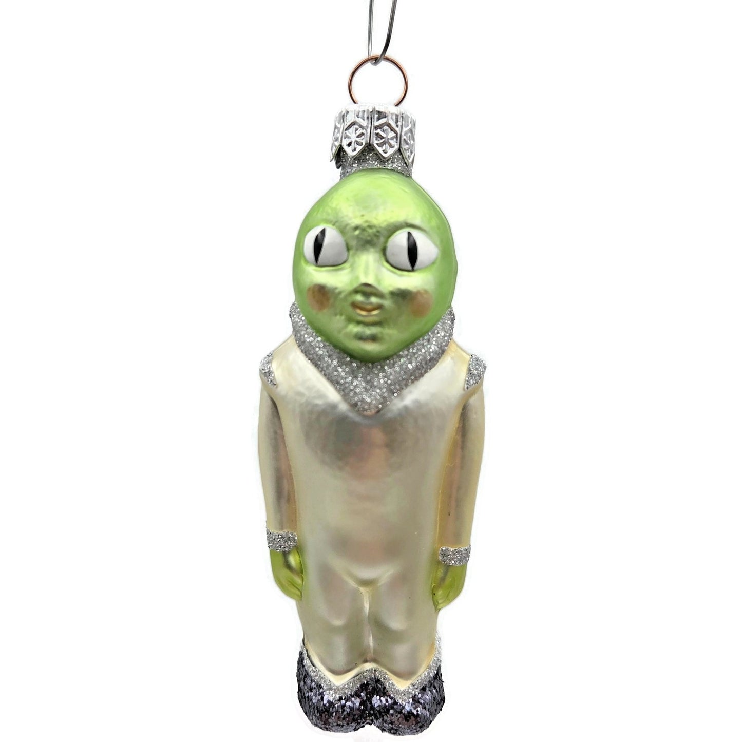 Patricia Breen A Walk on the Moon Alien Matte Suit Glittered Christmas Ornament