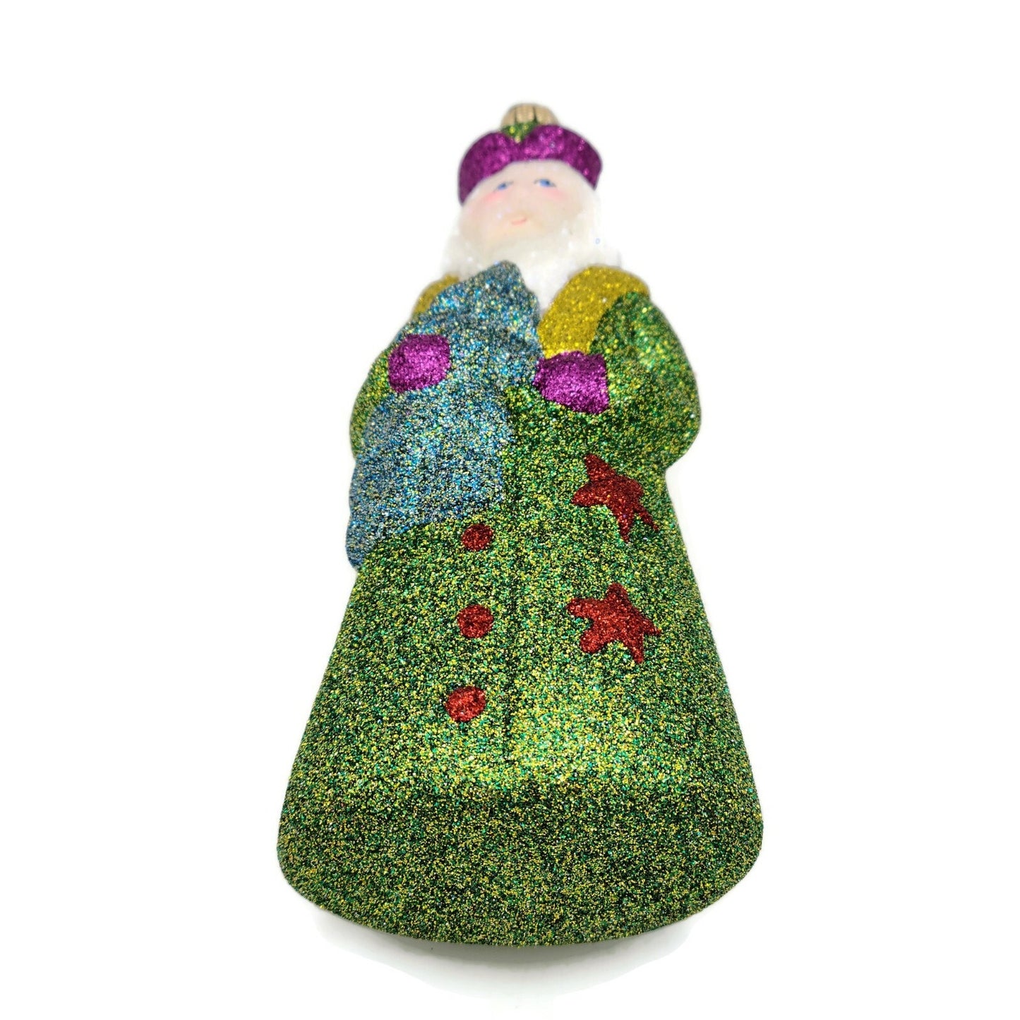 Larry Fraga Chartreuse Sparkler Santa Glitter Series Christmas Tree Ornament