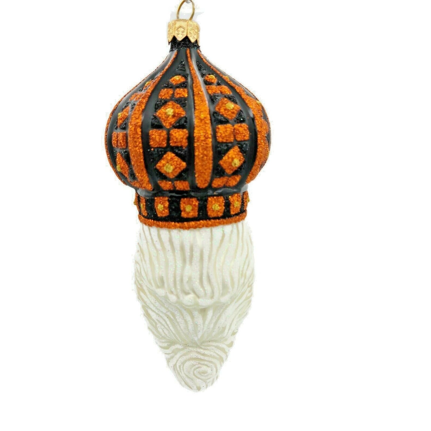 Patricia Breen Bijoux Noel Santa Black Orange Halloween Ornament Glitter