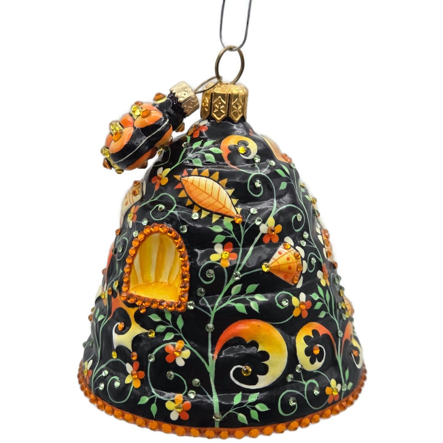 Patricia Breen Stunning Skep Russian Fairy Tale Black Bee Christmas Ornament