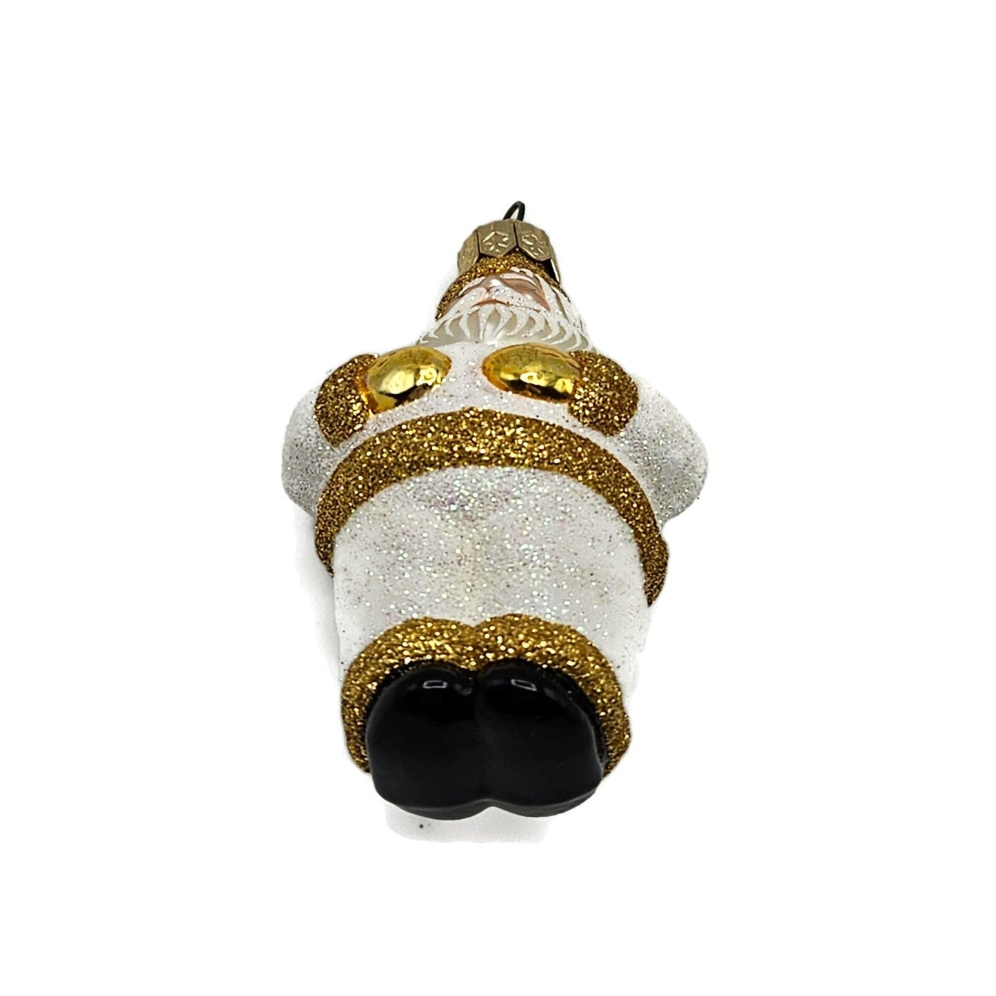 Patricia Breen Miniature Ho Ho Ho Santa Claus Pearl Gold Christmas Tree Ornament