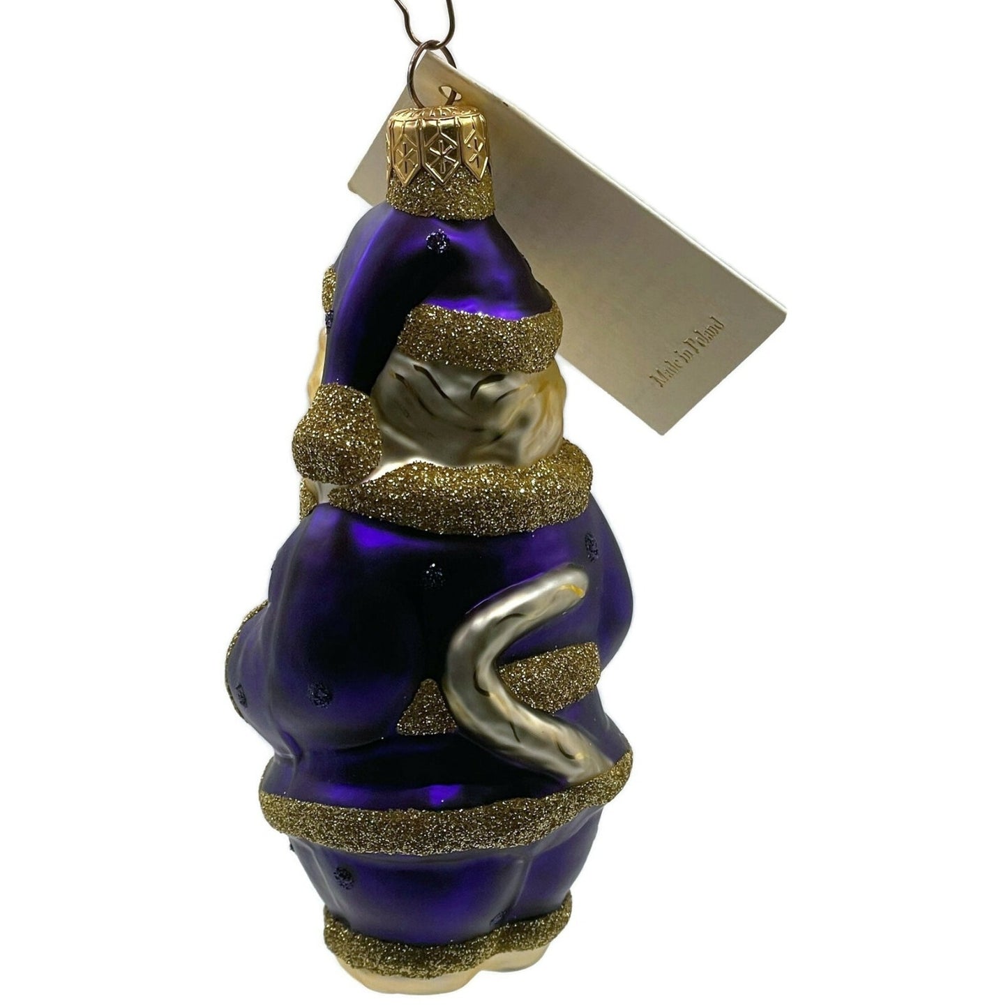 Patricia Breen Santa Paws Purple Gold Polka Dots Gift Christmas Holiday Ornament
